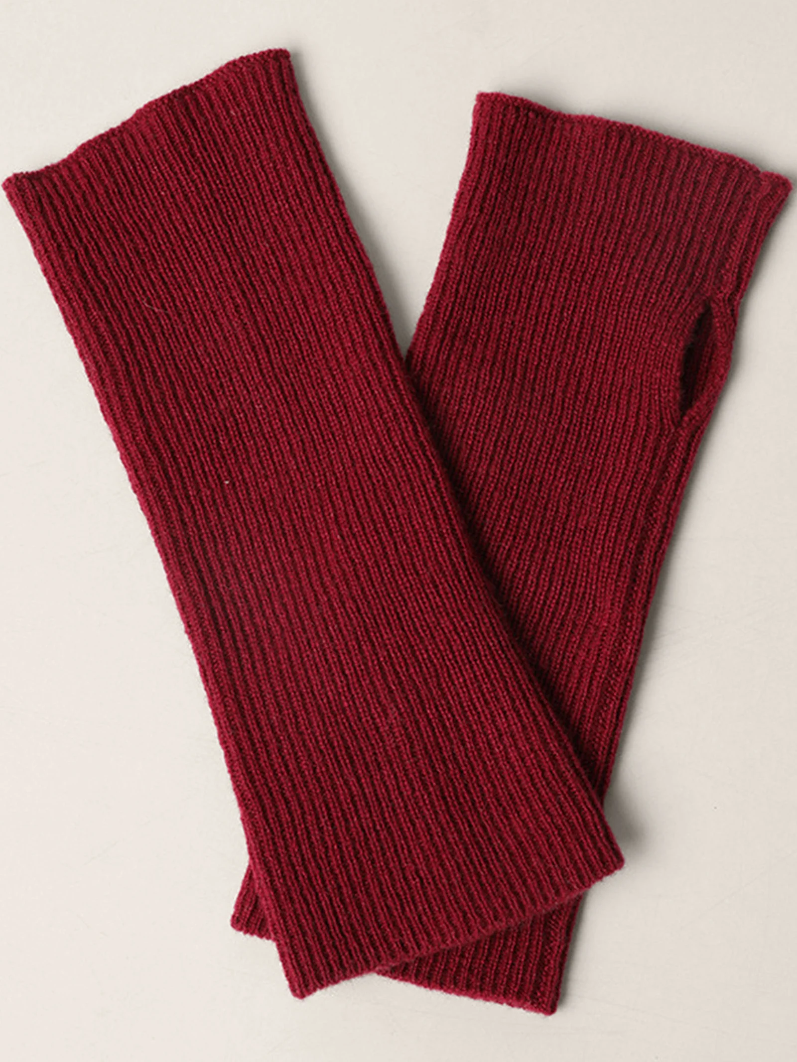 100% Cashmere Fingerless Knit Gloves - Image 2