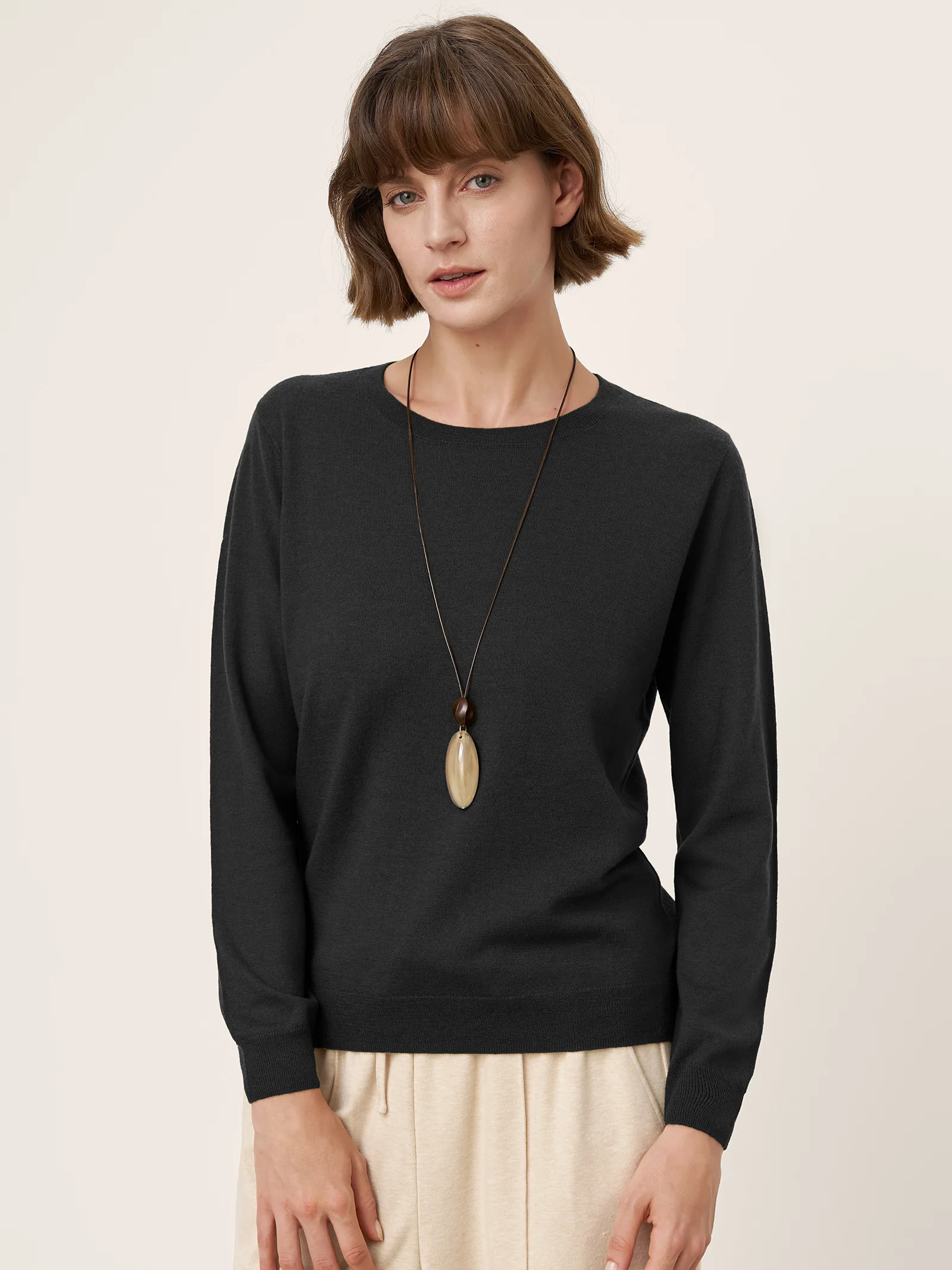 100% Extra-Fine Merino Wool Essential Crew Neck Knit Sweater BRIDGET - Image 13