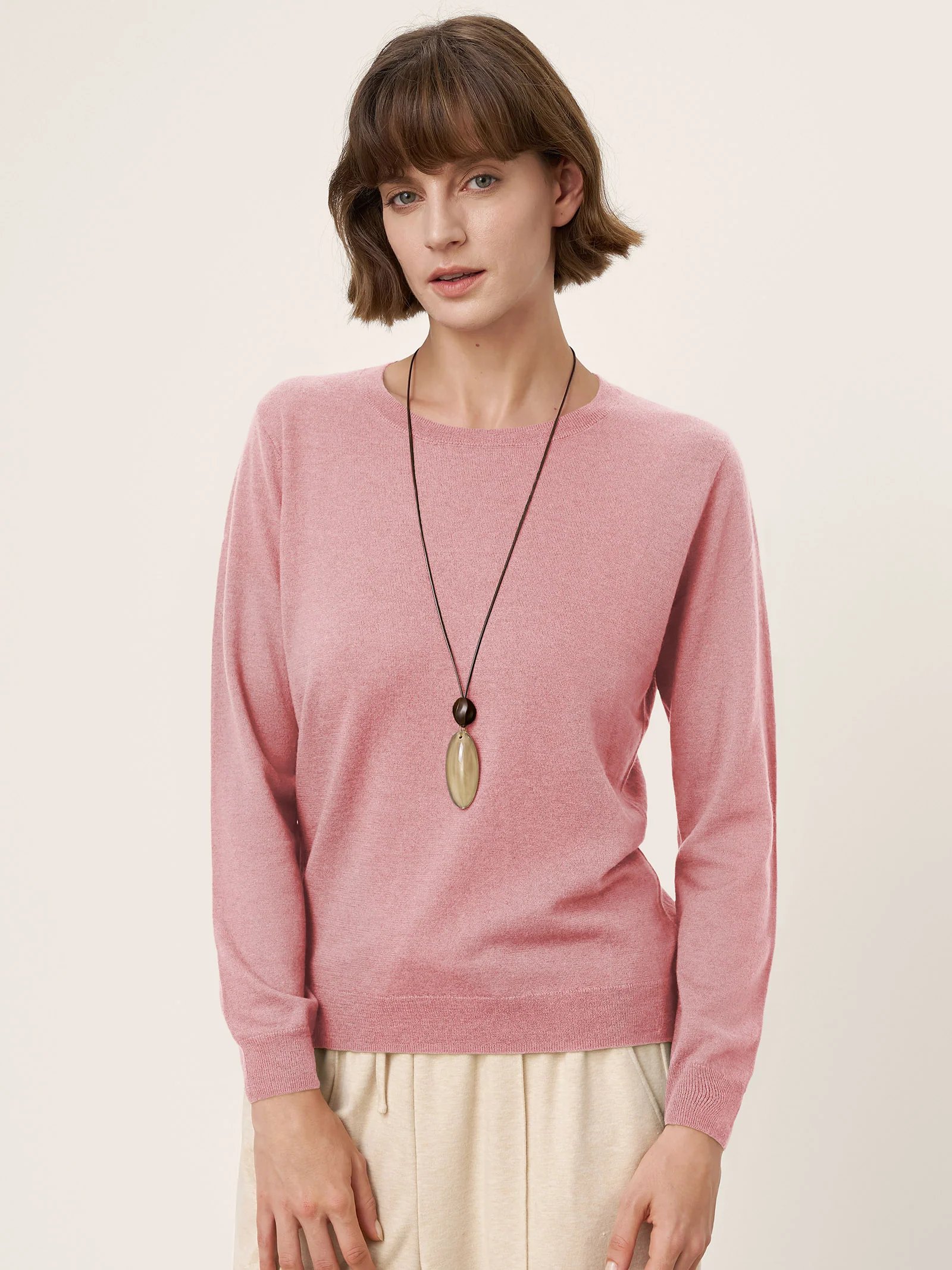 100% Extra-Fine Merino Wool Essential Crew Neck Knit Sweater BRIDGET - Image 33