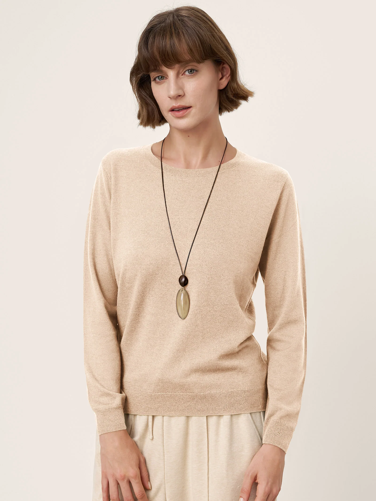 100% Extra-Fine Merino Wool Essential Crew Neck Knit Sweater BRIDGET - Image 7