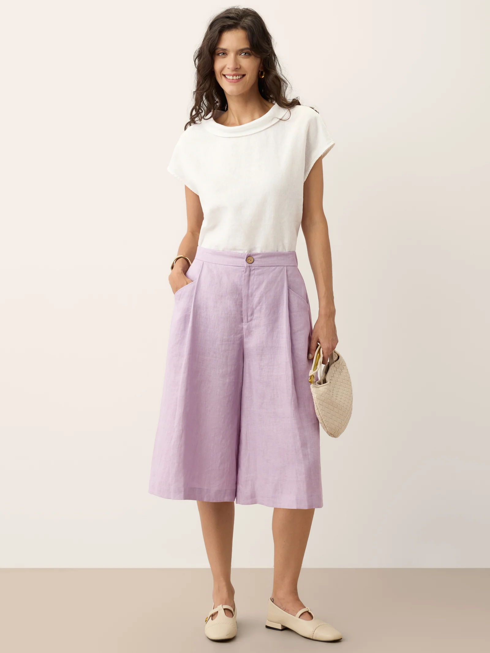 100% Linen A-Line Bermuda Shorts RAVENNA - Image 9