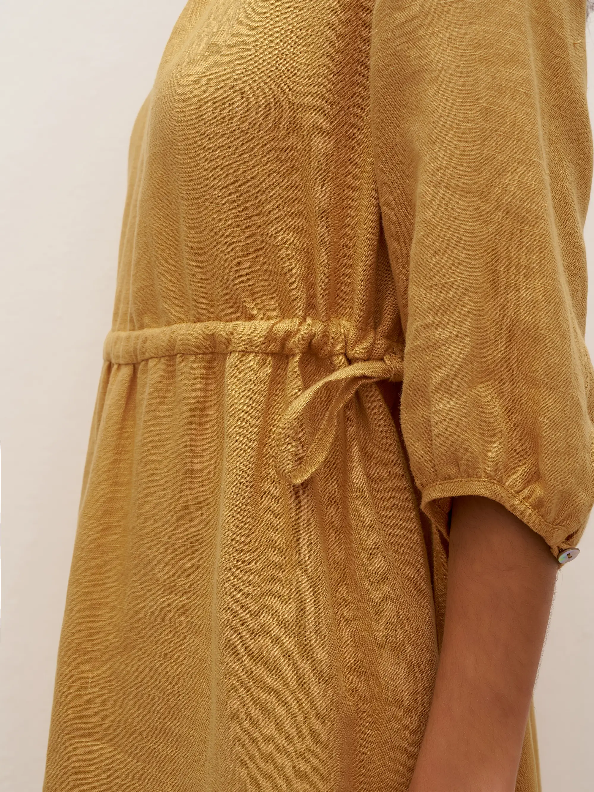 100% Linen A-Line Drawstring Waist Midi Dress DIXIE - Image 12