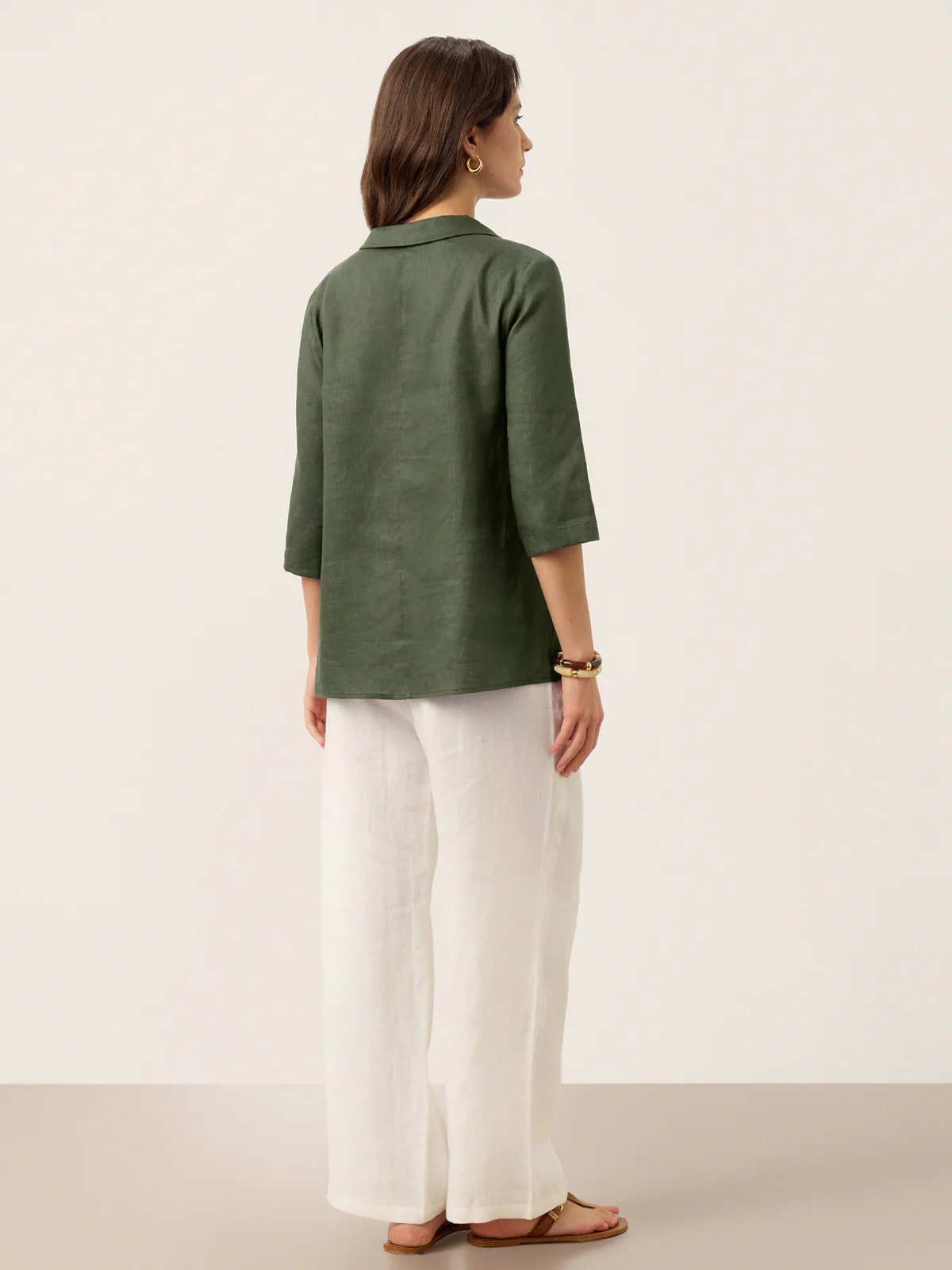 100% Linen Asymmetric Collar Inverted Pleat Top OTTILIE - Image 15