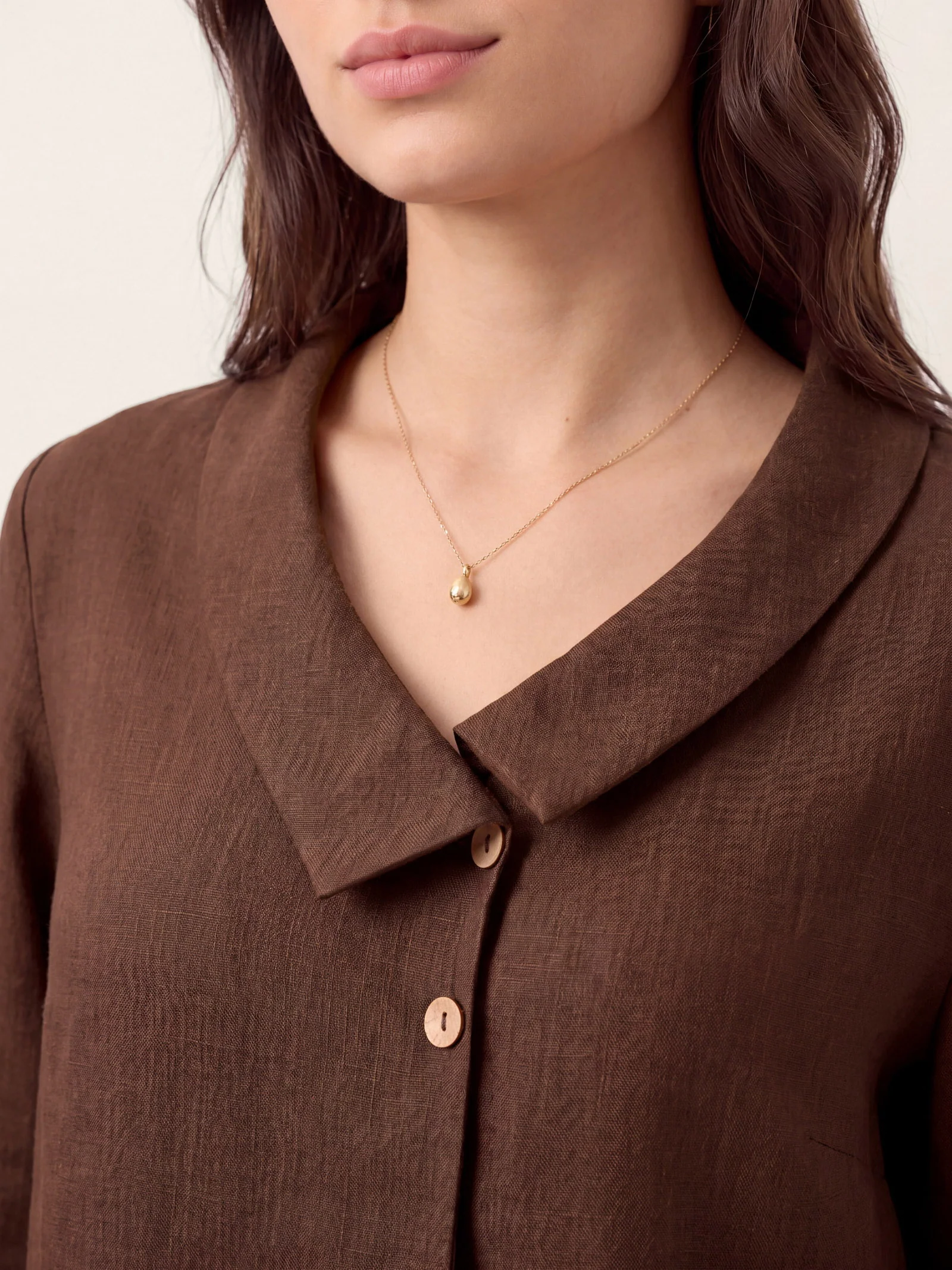 100% Linen Asymmetric Collar Inverted Pleat Top OTTILIE - Image 44