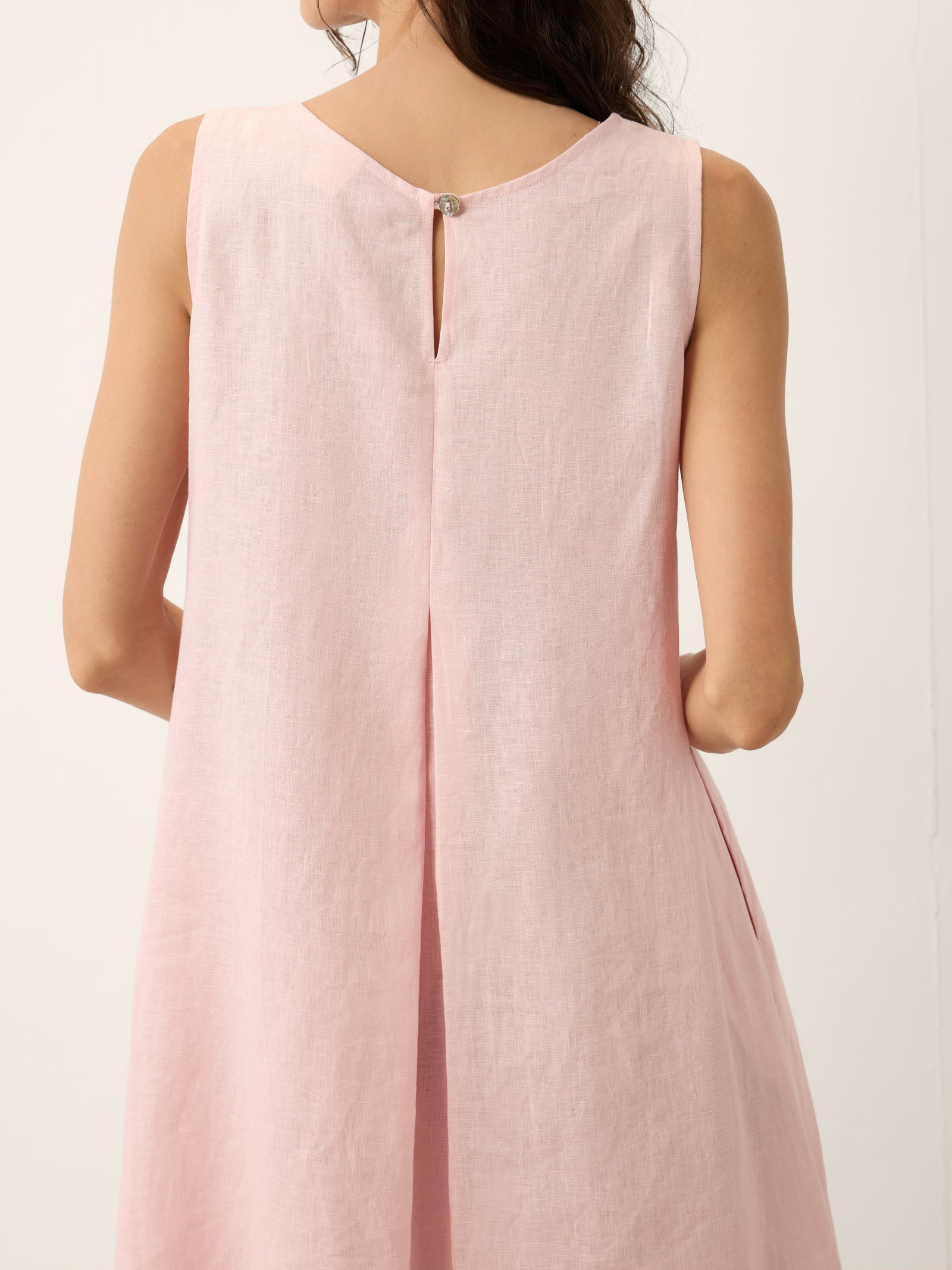 100% Linen Asymmetric Pleat A-Line Maxi Dress KARINA - Image 9