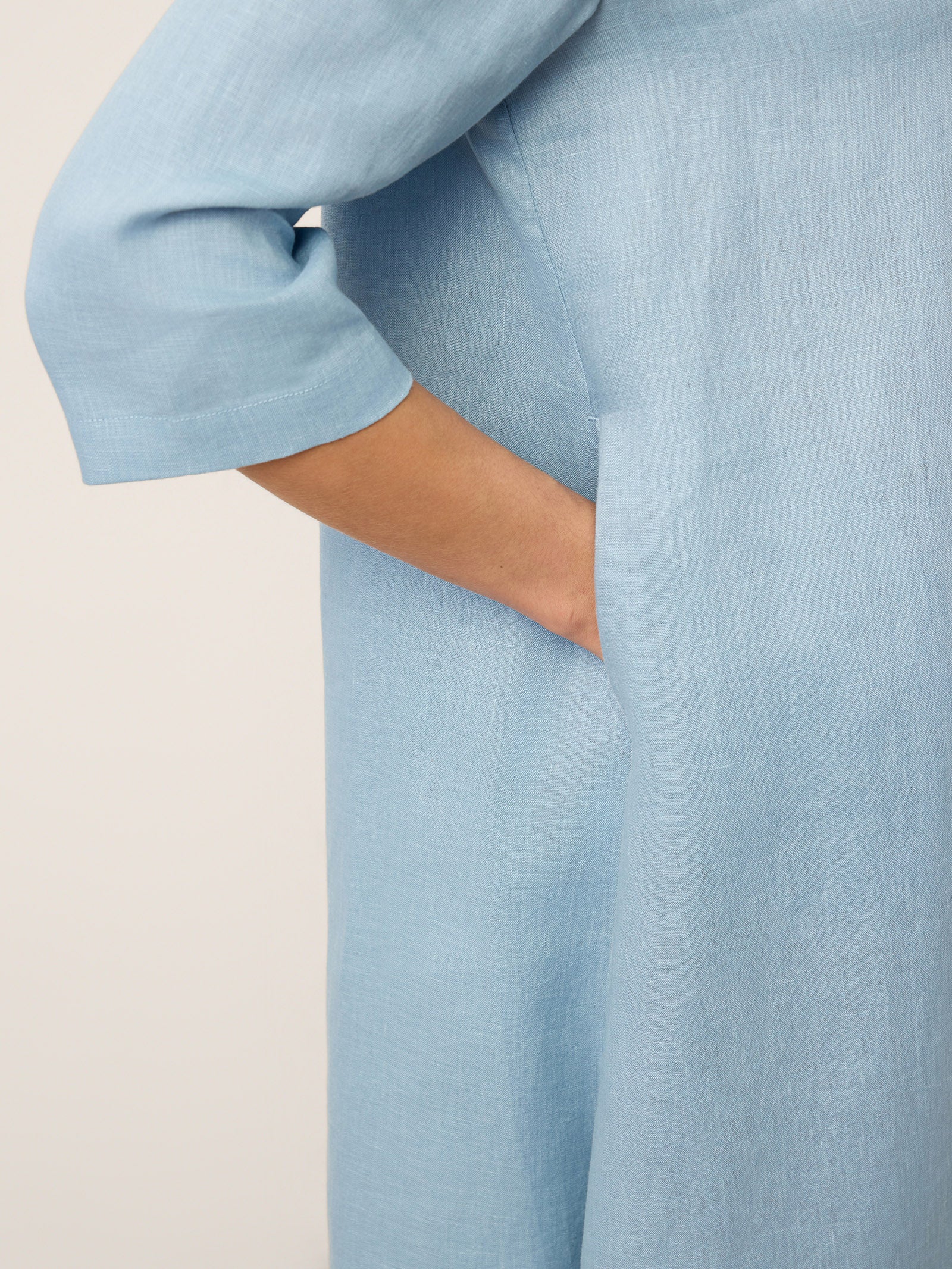 100% Linen Asymmetric Shawl Collar A-Line Midi Dress WINIFRED - Image 8