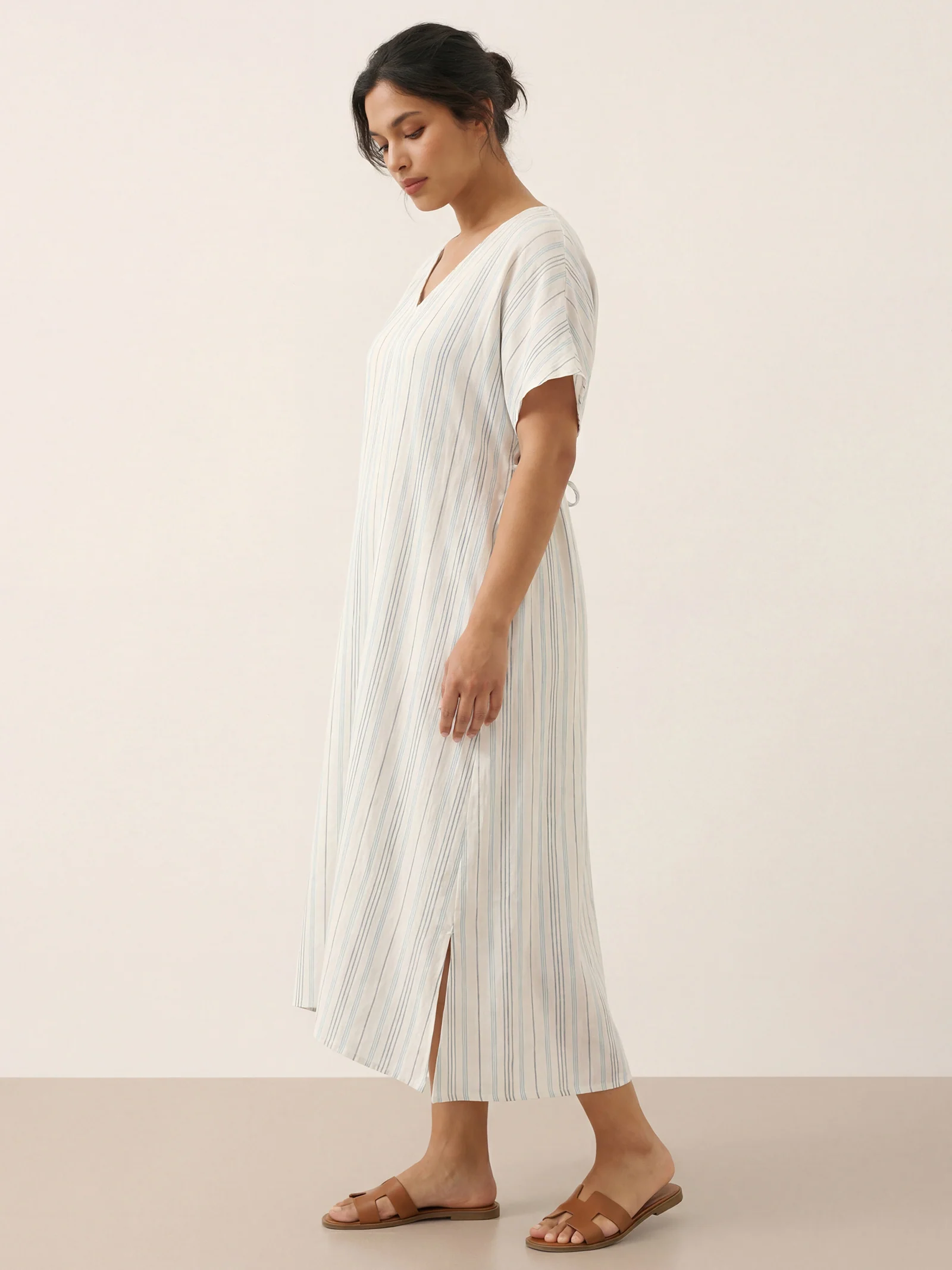 100% Linen Back-Tied Waist Maxi Dress HANA - Image 5