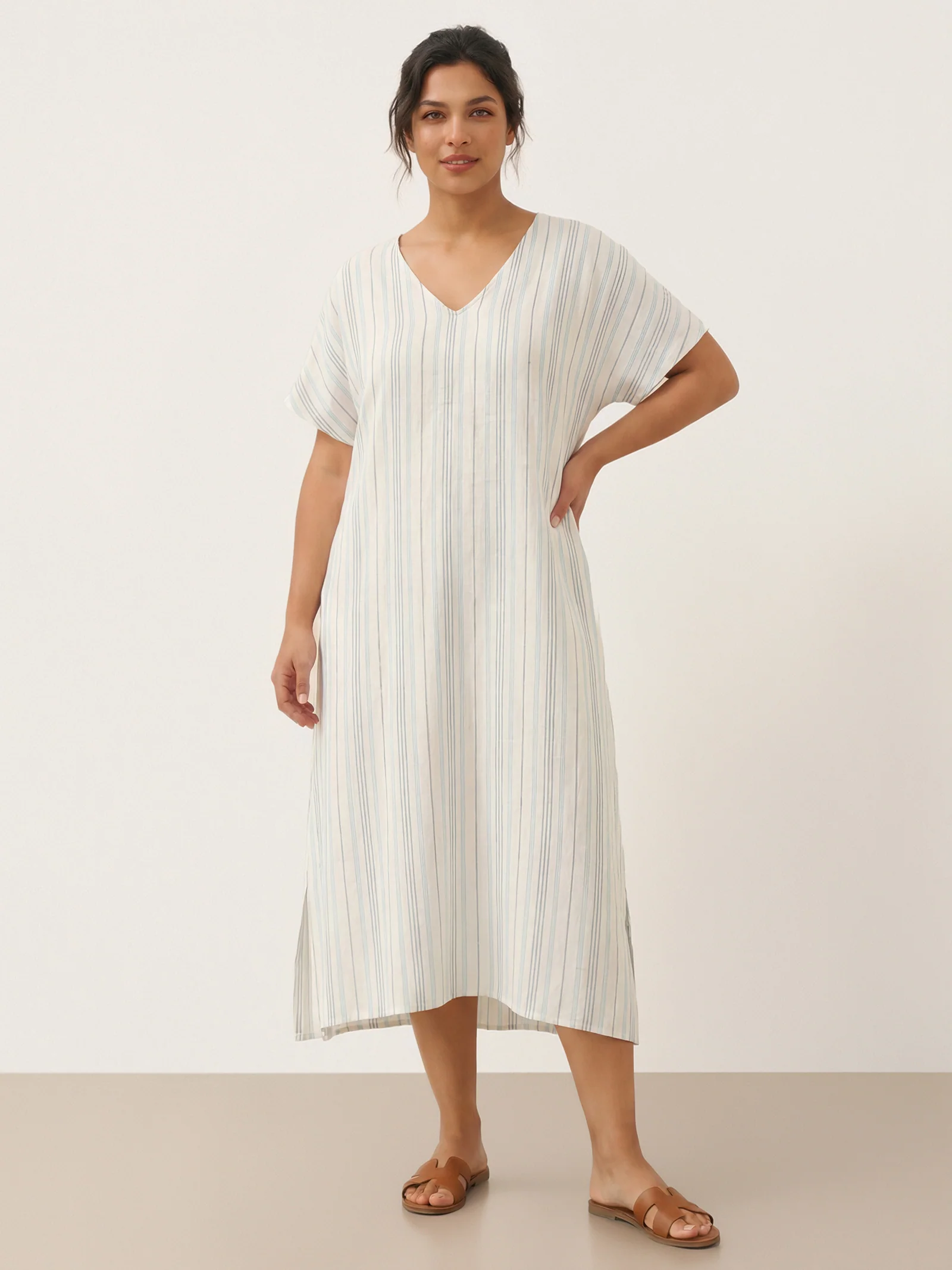 100% Linen Back-Tied Waist Maxi Dress HANA - Image 6