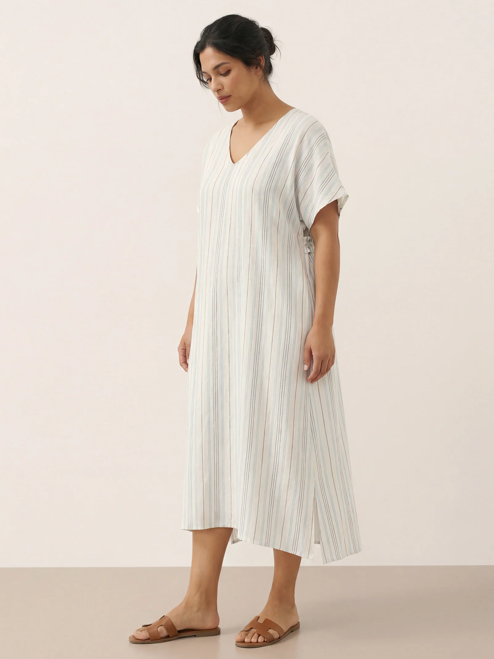 100% Linen Back-Tied Waist Maxi Dress HANA - Image 7
