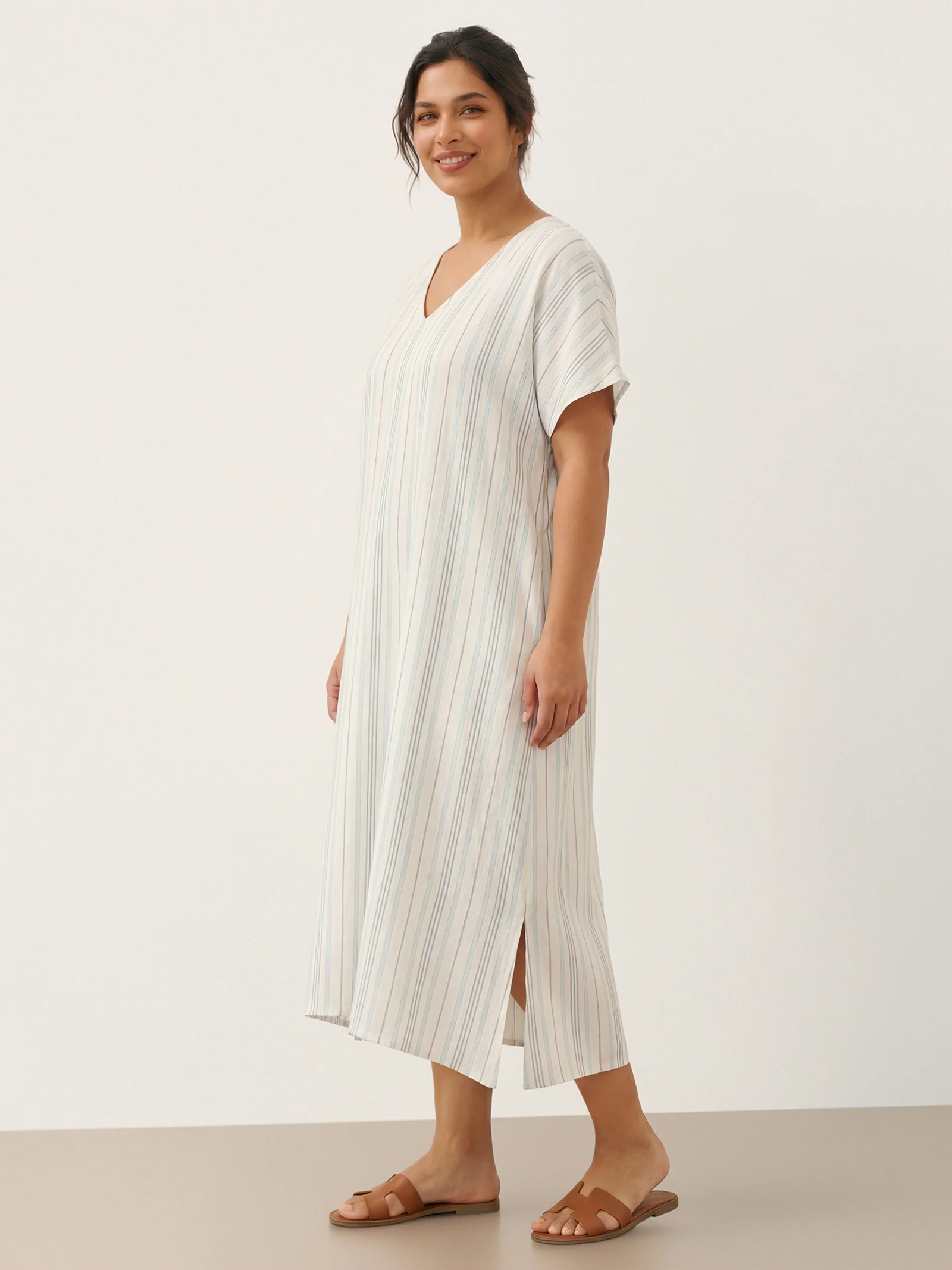 100% Linen Back-Tied Waist Maxi Dress HANA - Image 8