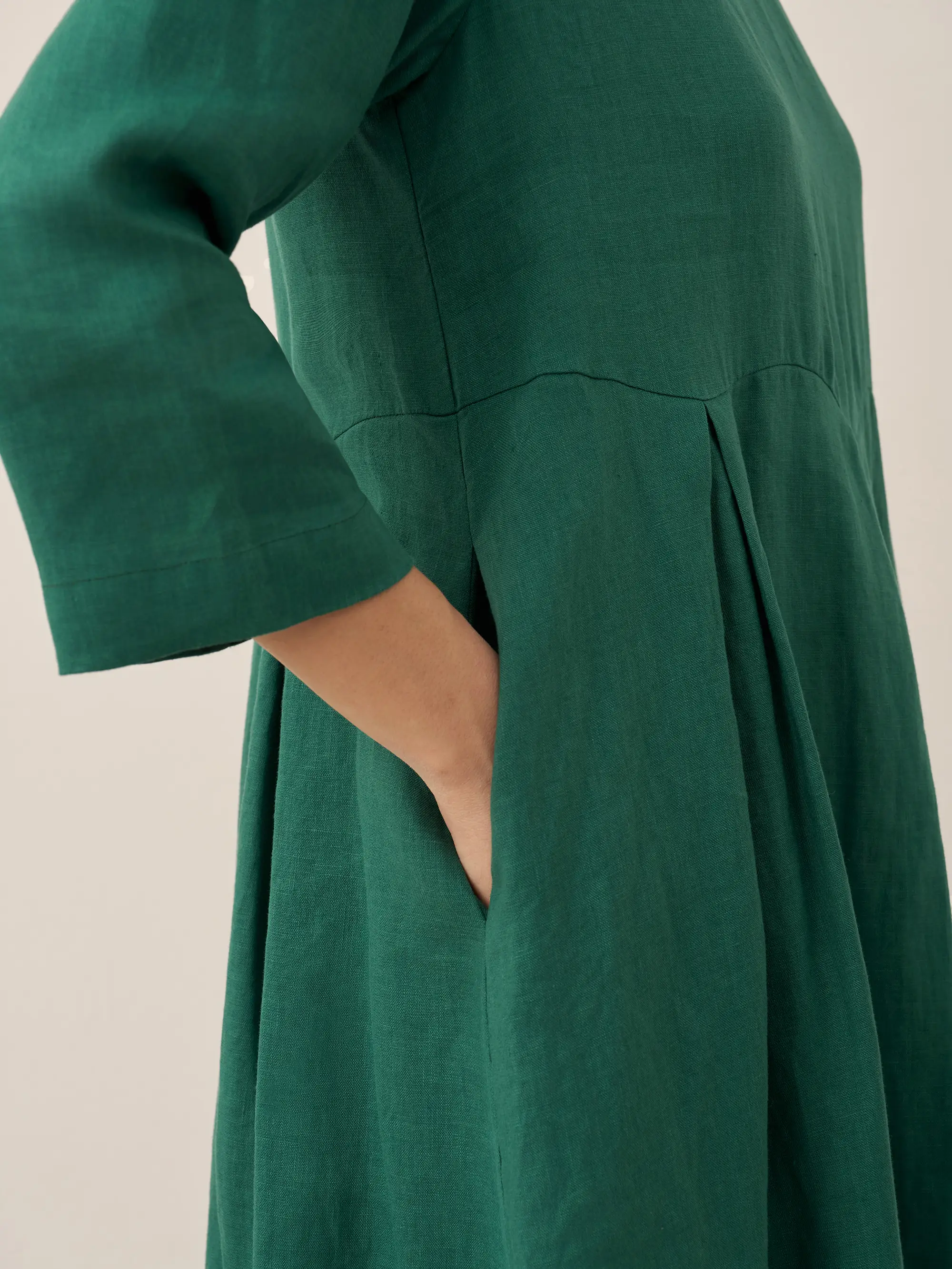 100% Linen Bateau Neck Pleated Maxi Dress ABIGAIL - Image 10