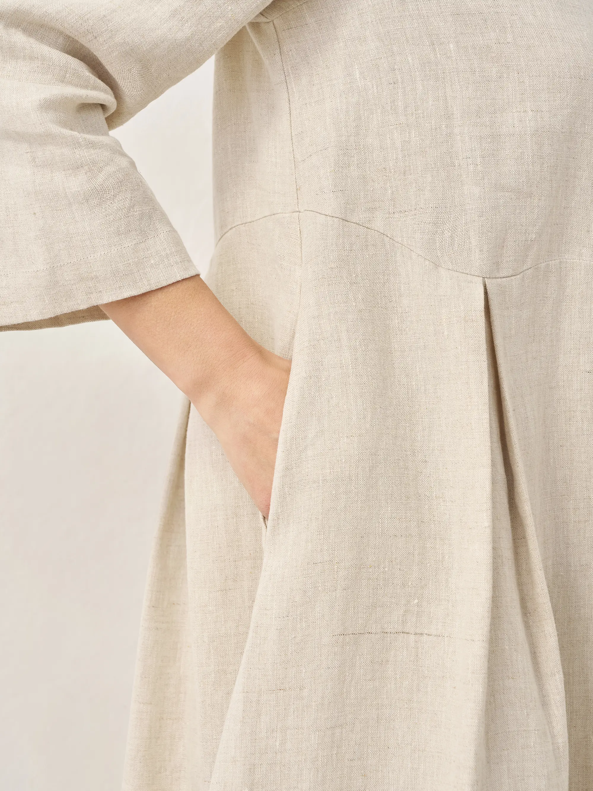 100% Linen Bateau Neck Pleated Maxi Dress ABIGAIL - Image 21