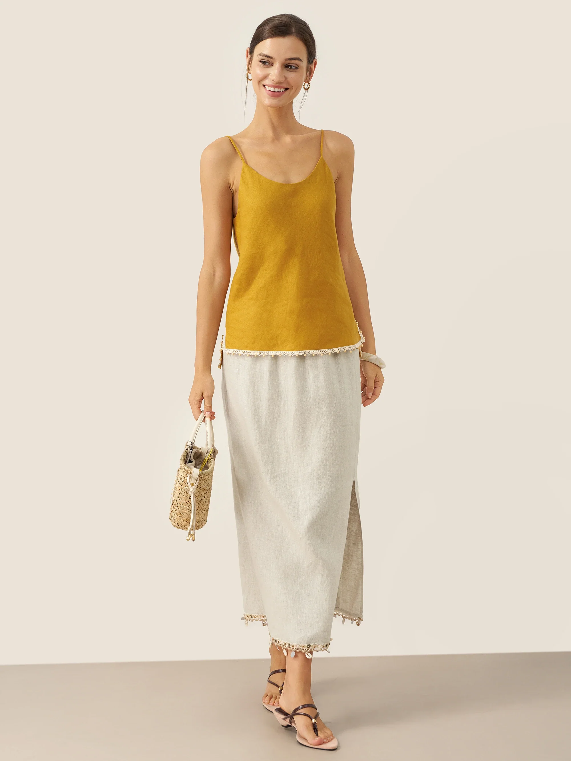 100% Linen Beaded Hem Camisole Bree - Image 10
