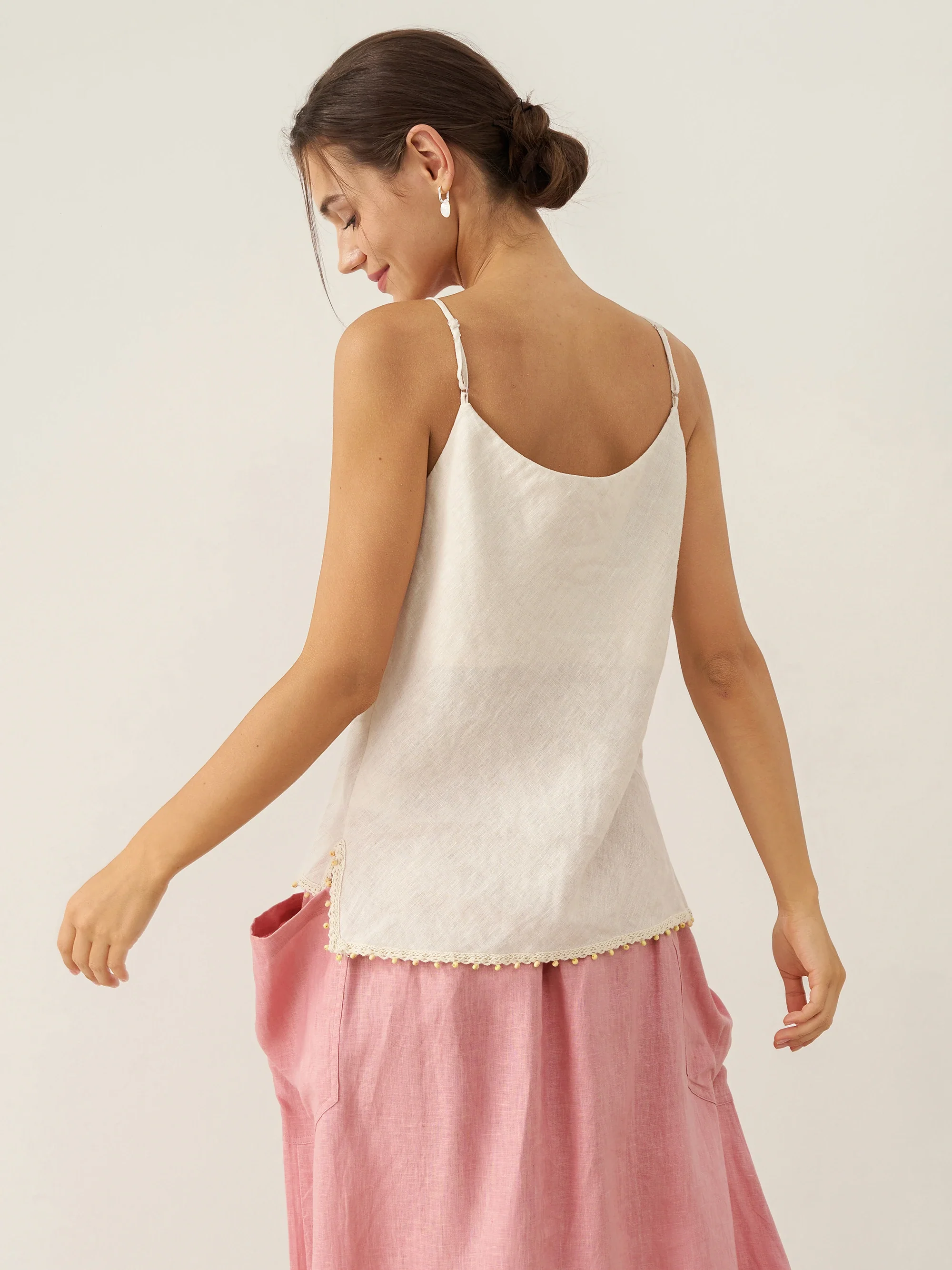 100% Linen Beaded Hem Camisole Bree - Image 14