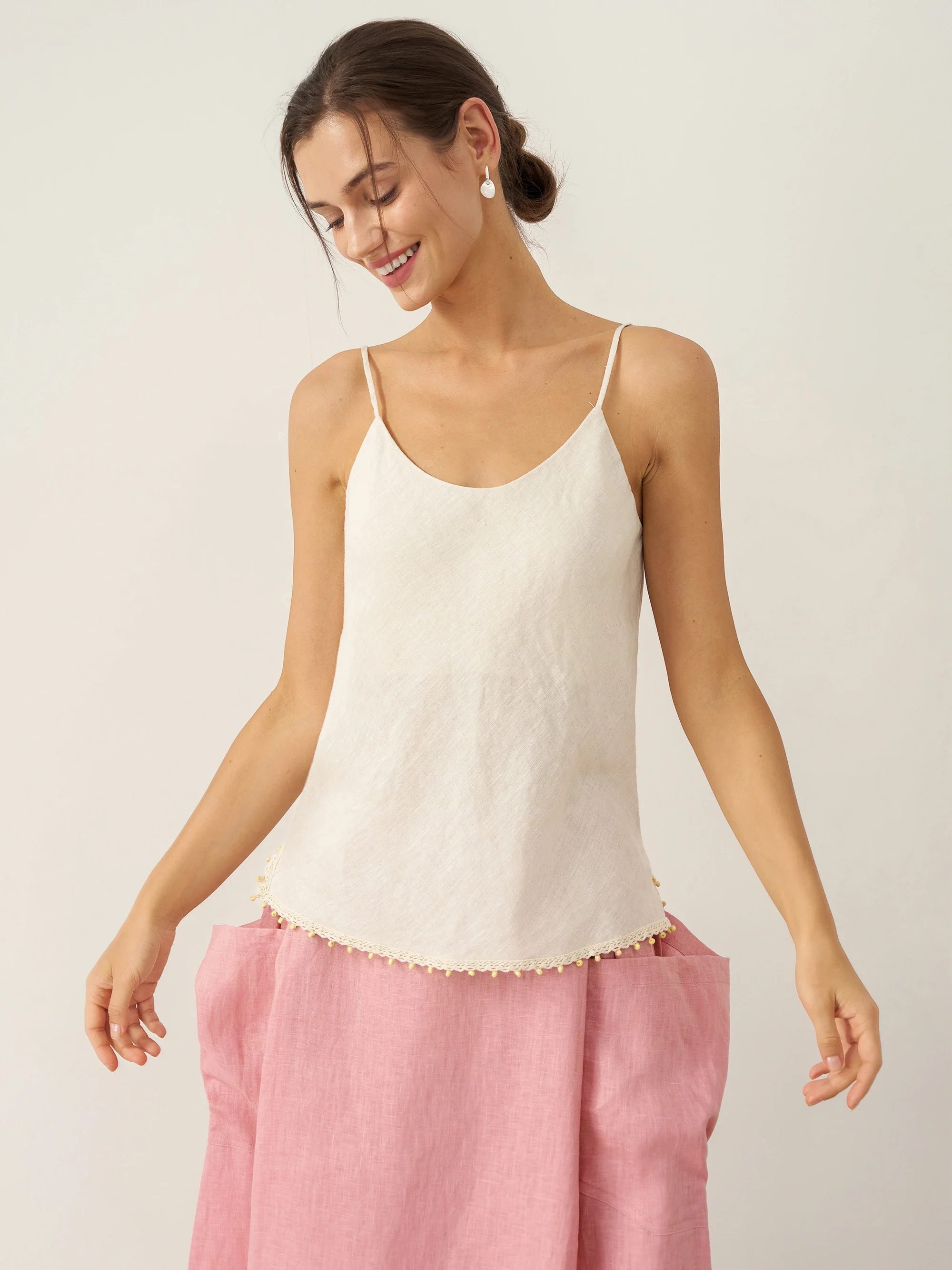 100% Linen Beaded Hem Camisole Bree - Image 15