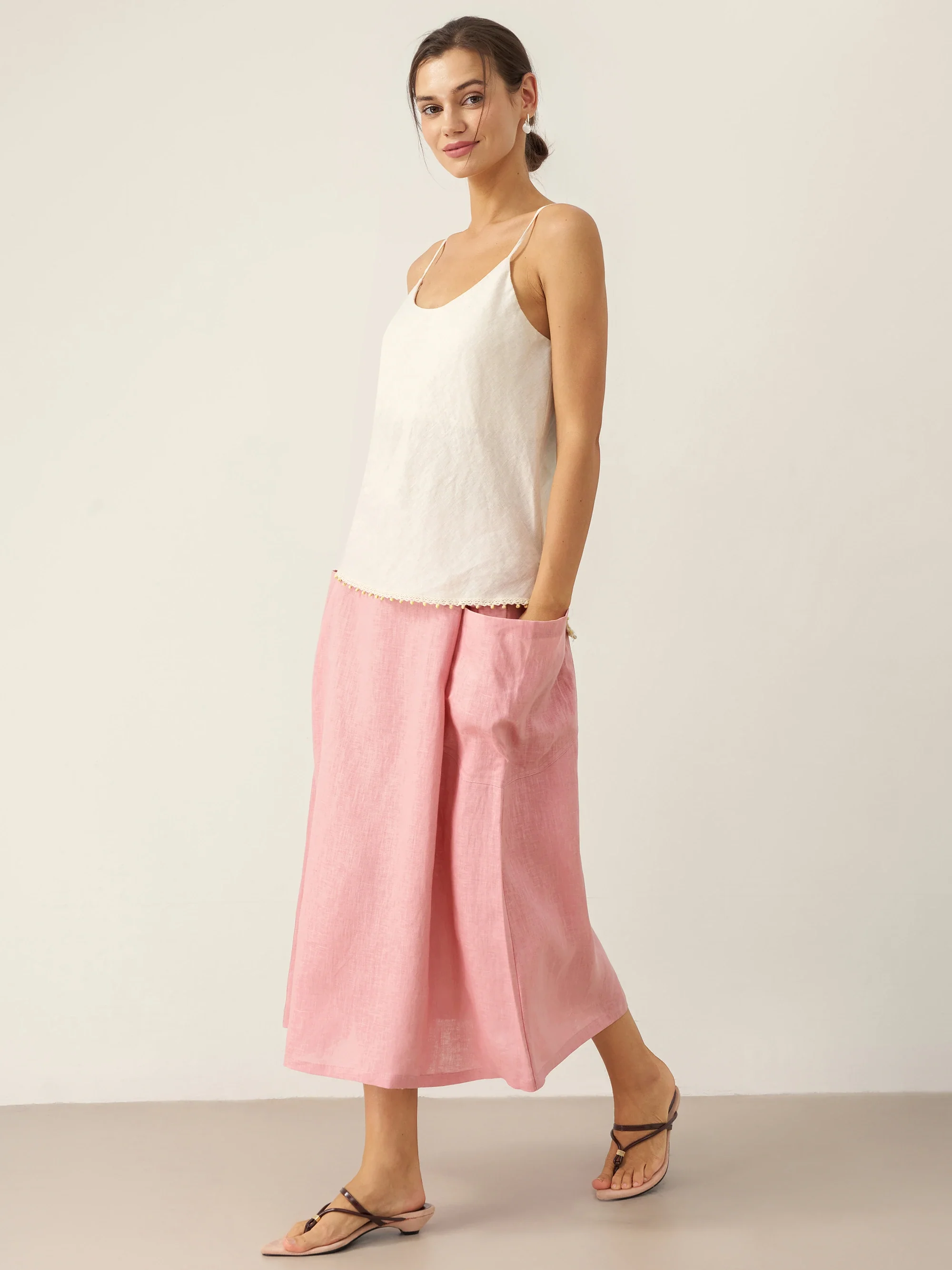 100% Linen Beaded Hem Camisole Bree - Image 17