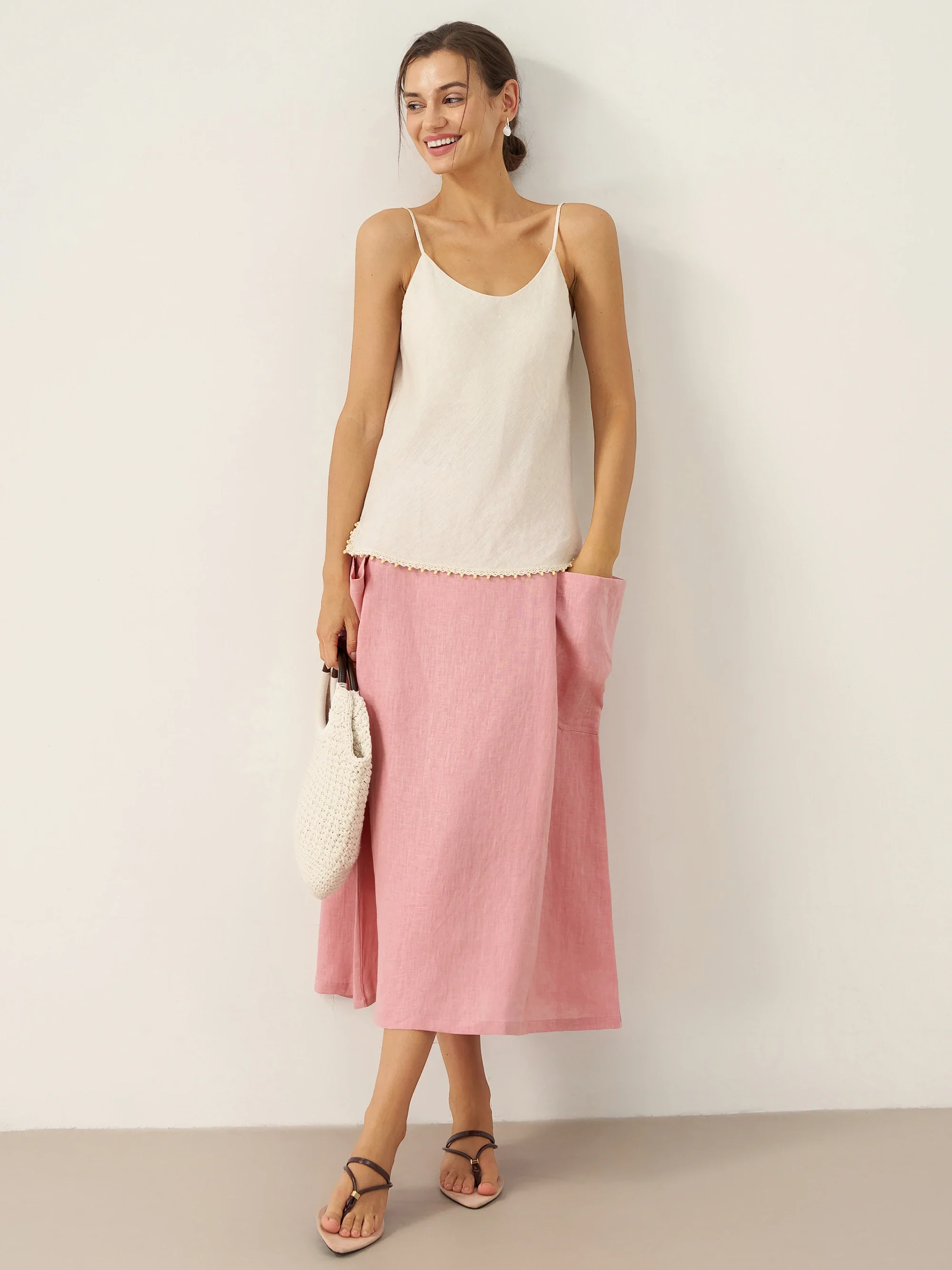 100% Linen Beaded Hem Camisole Bree - Image 18