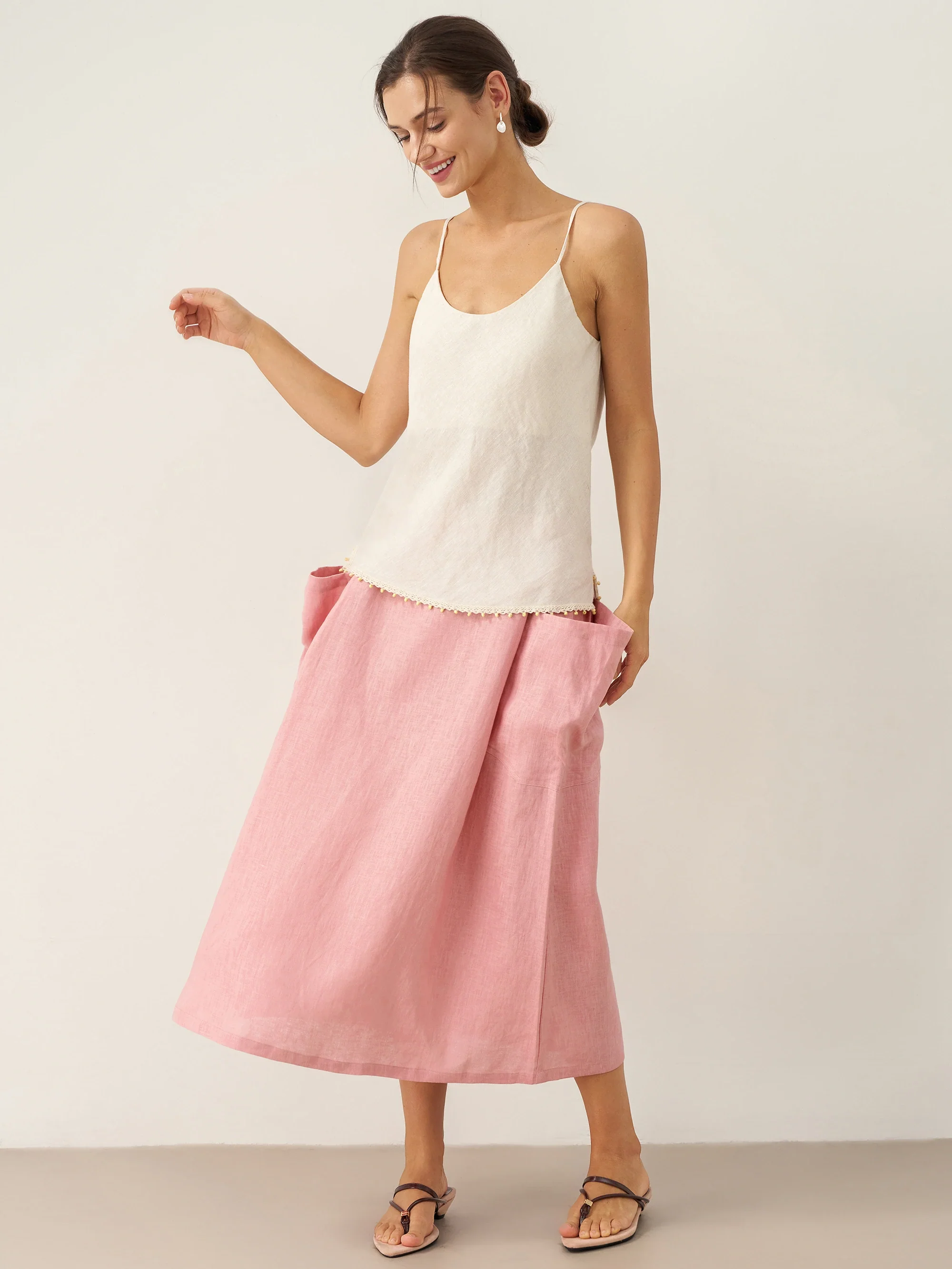 100% Linen Beaded Hem Camisole Bree - Image 19