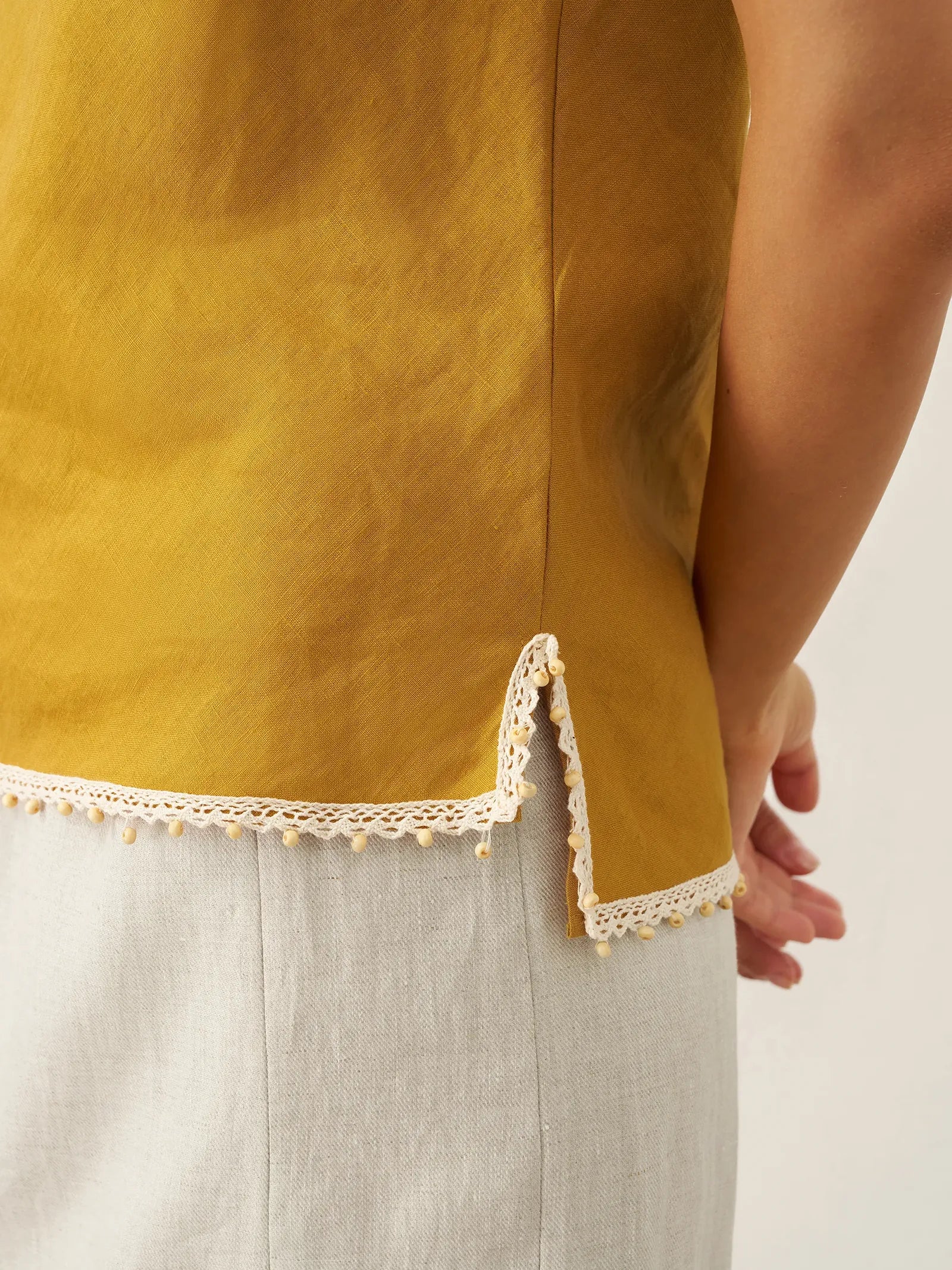 100% Linen Beaded Hem Camisole Bree - Image 4
