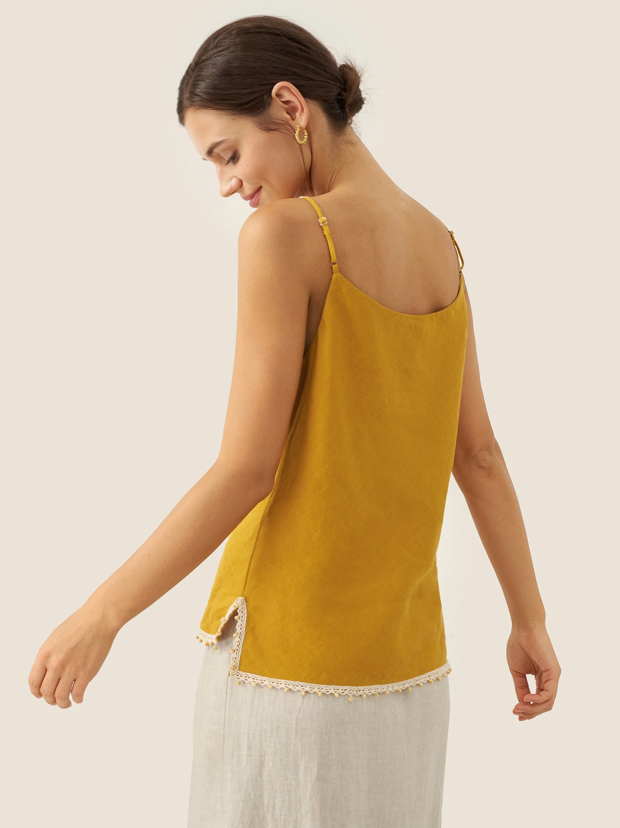 100% Linen Beaded Hem Camisole Bree - Image 6