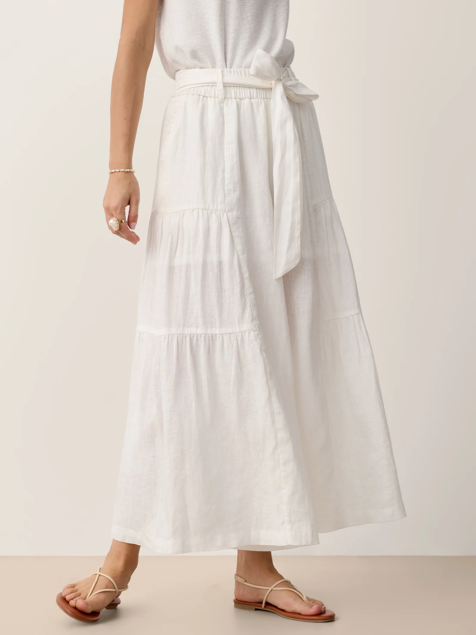 100% Linen Bow-Waist Tiered Pants TARYN - Image 4