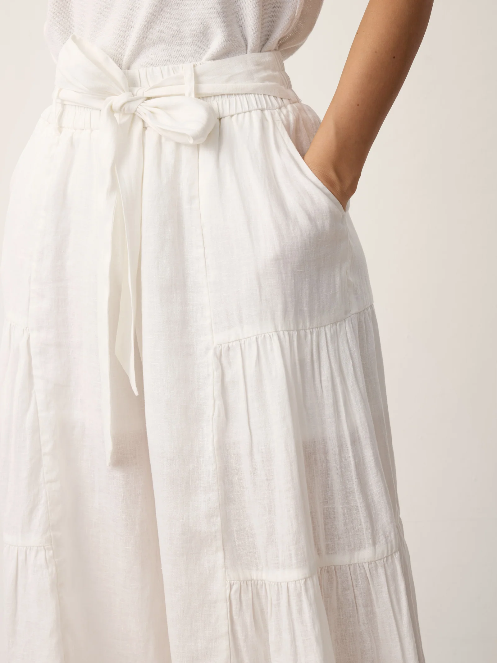 100% Linen Bow-Waist Tiered Pants TARYN - Image 6