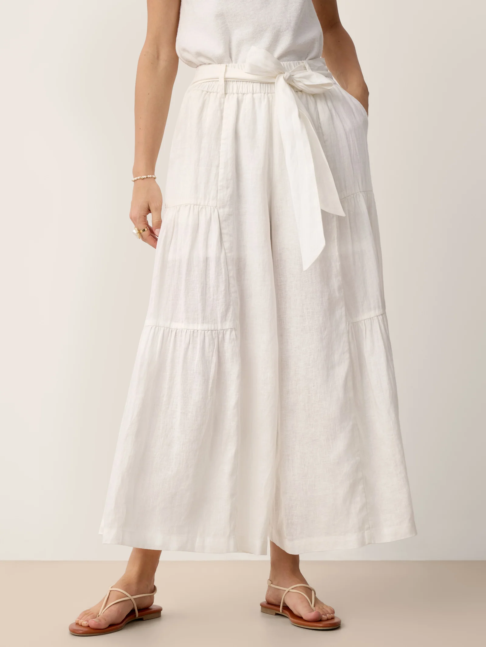 100% Linen Bow-Waist Tiered Pants TARYN - Image 8