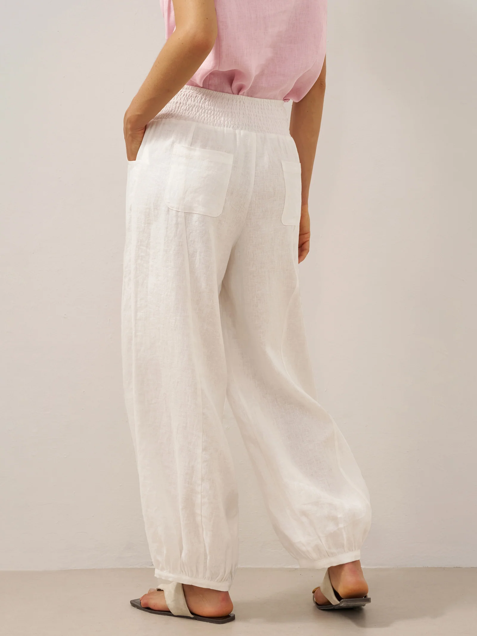 100% Linen Broad Elastic Waistband Pants TALIA - Image 22