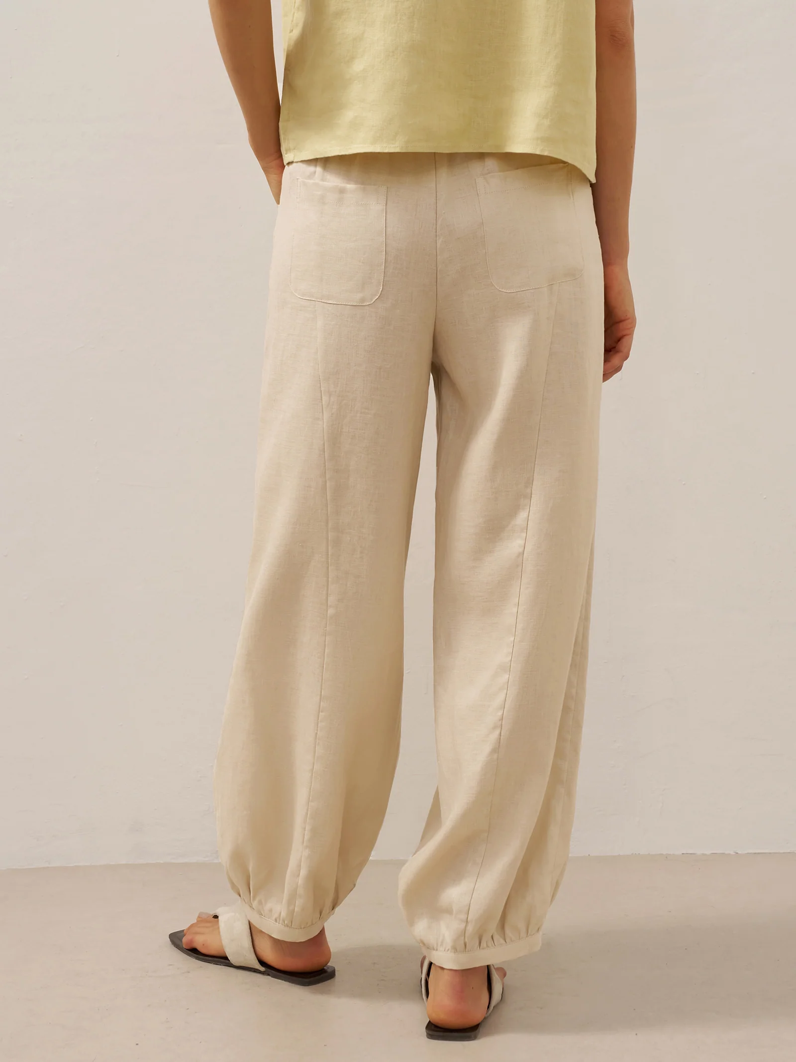 100% Linen Broad Elastic Waistband Pants TALIA - Image 14
