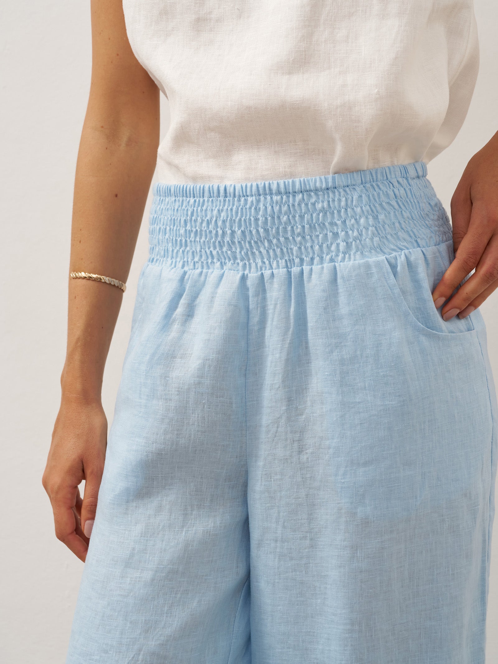 100% Linen Broad Elastic Waistband Pants TALIA - Image 5