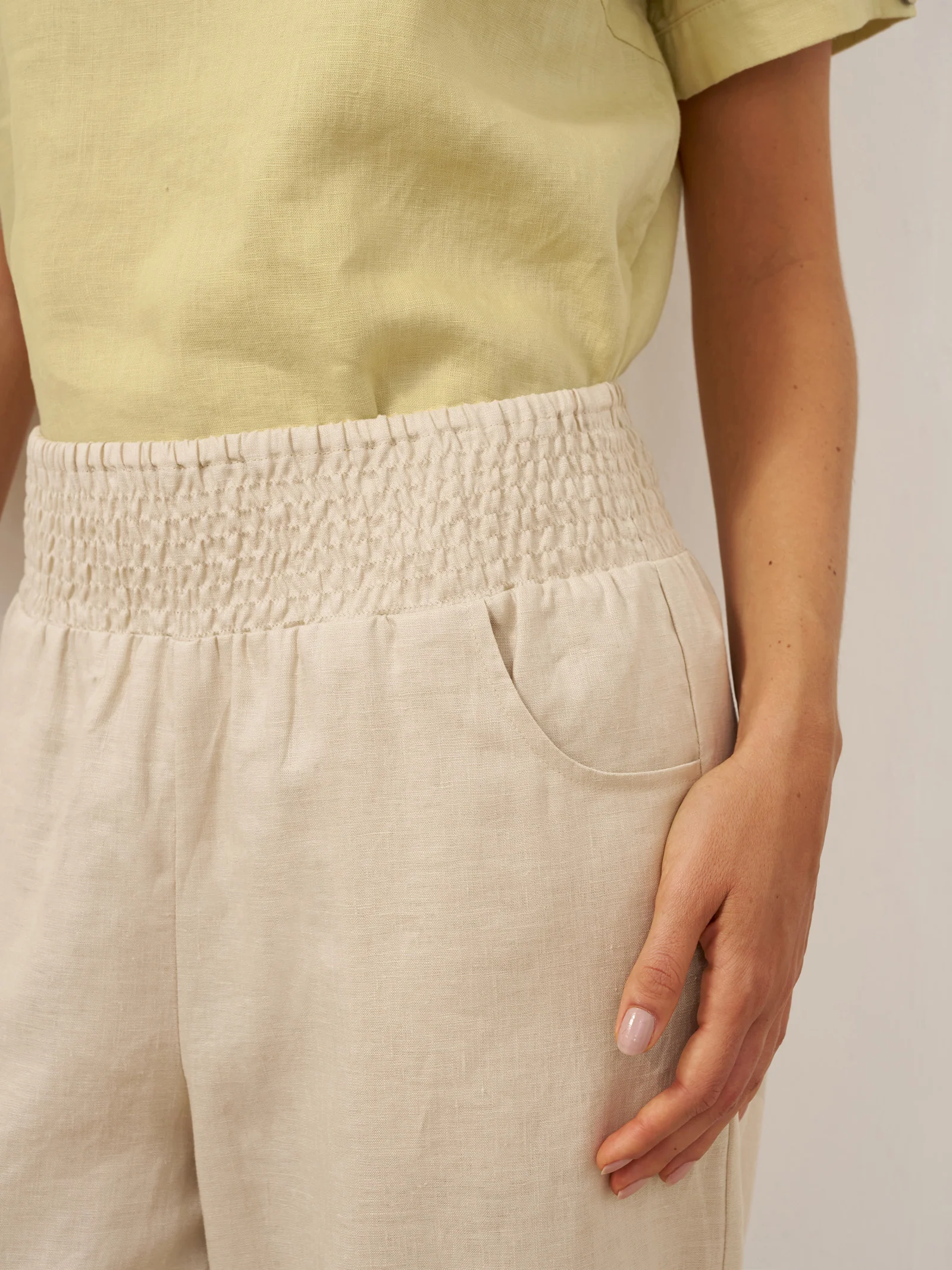 100% Linen Broad Elastic Waistband Pants TALIA - Image 16