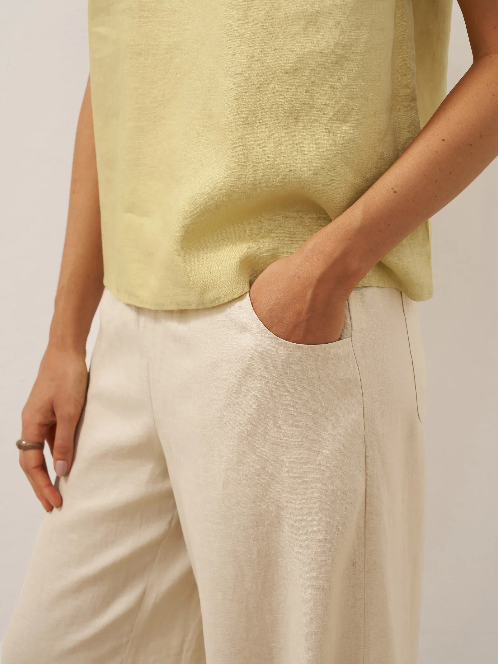 100% Linen Broad Elastic Waistband Pants TALIA - Image 19