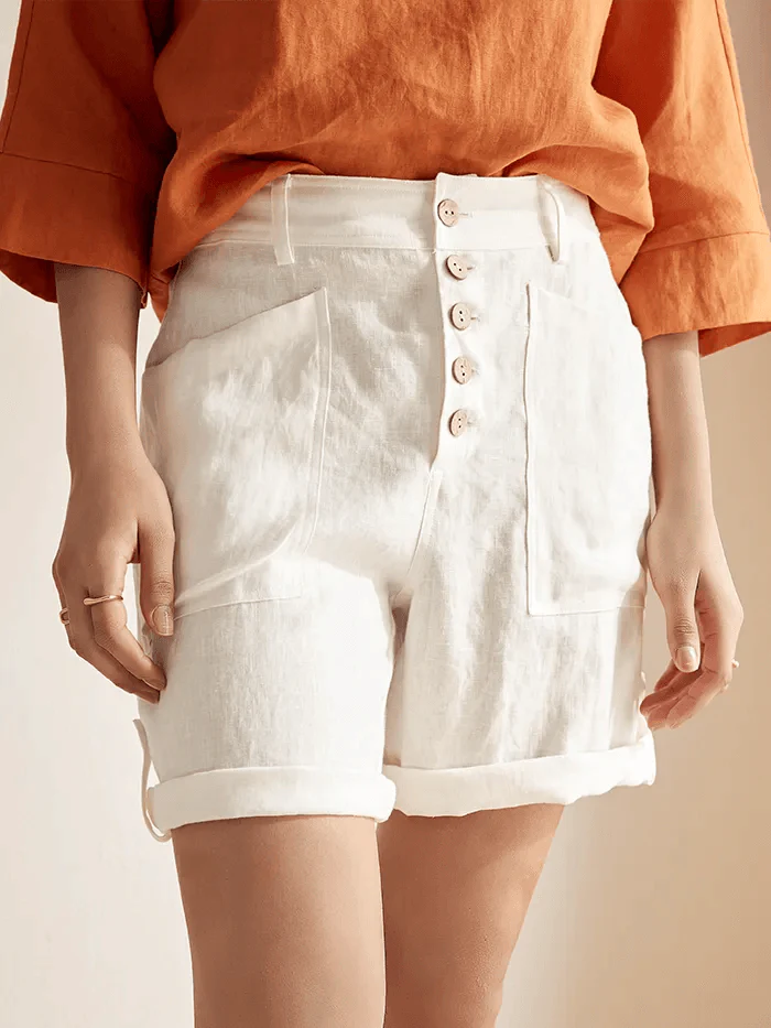 Linen Button-Fly Quarter Shorts LUCY - Image 3
