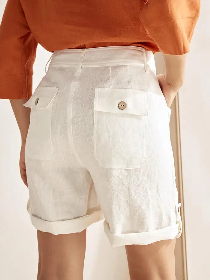 Linen Button-Fly Quarter Shorts LUCY - Image 4