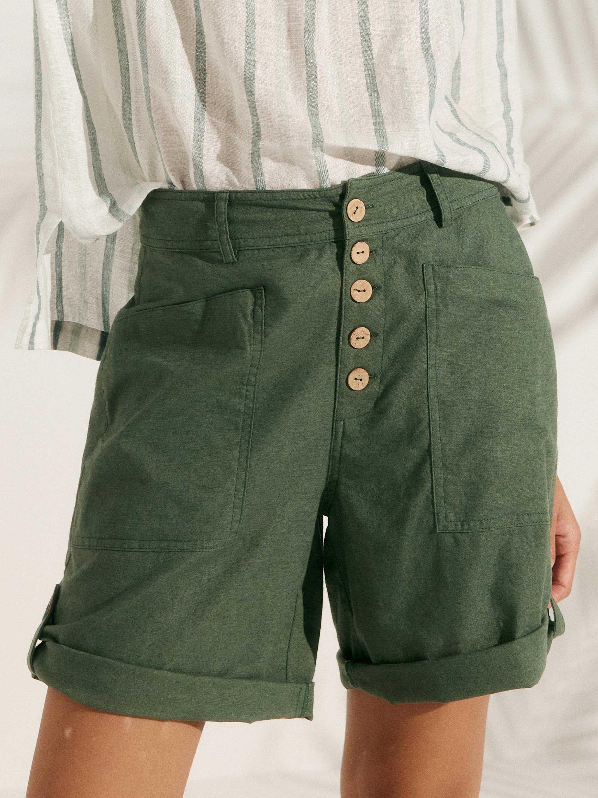 Linen Button-Fly Quarter Shorts LUCY - Image 8