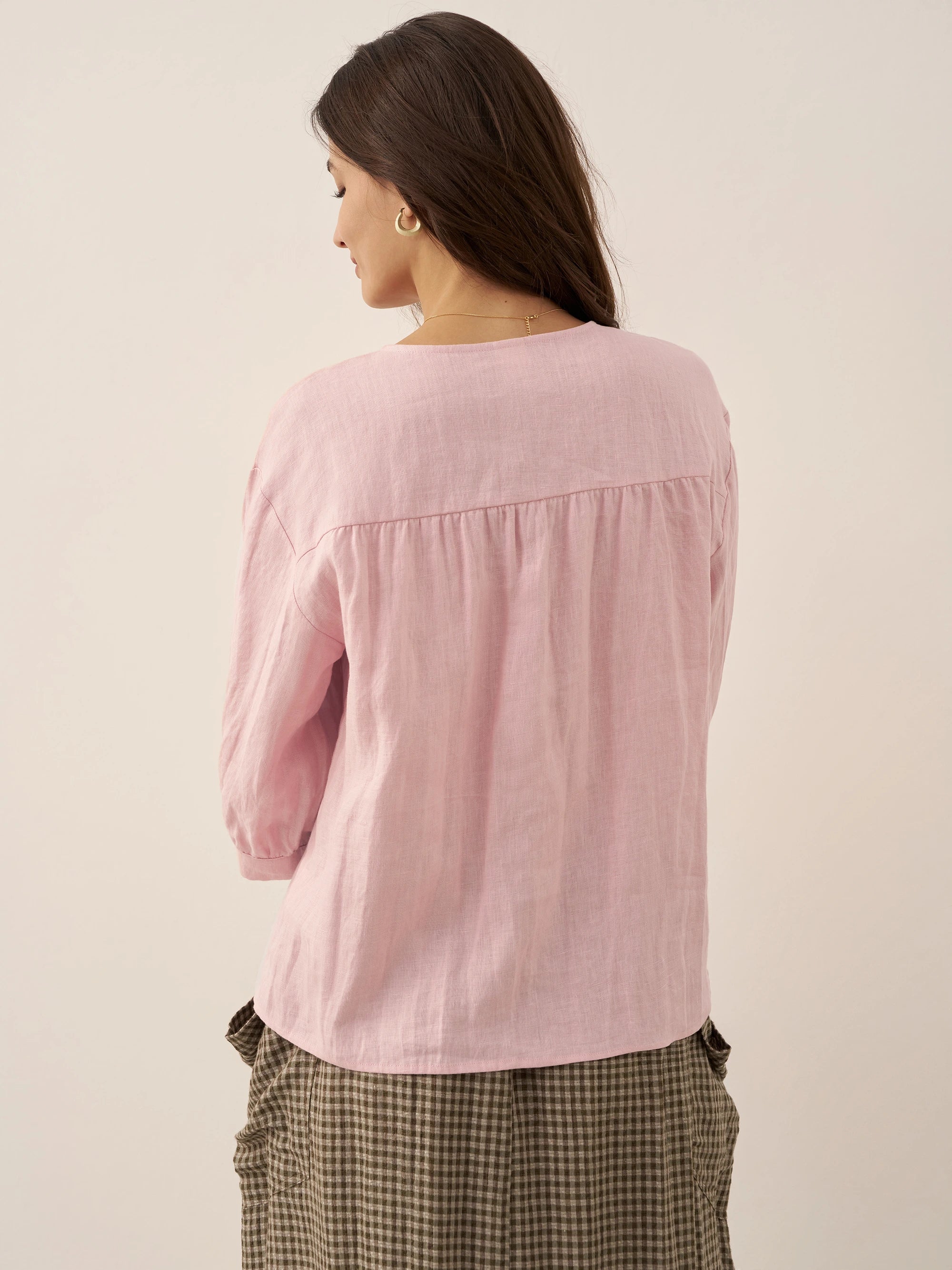 100% Linen Button-Front Drop Shoulder Shirt EASTER - Image 13