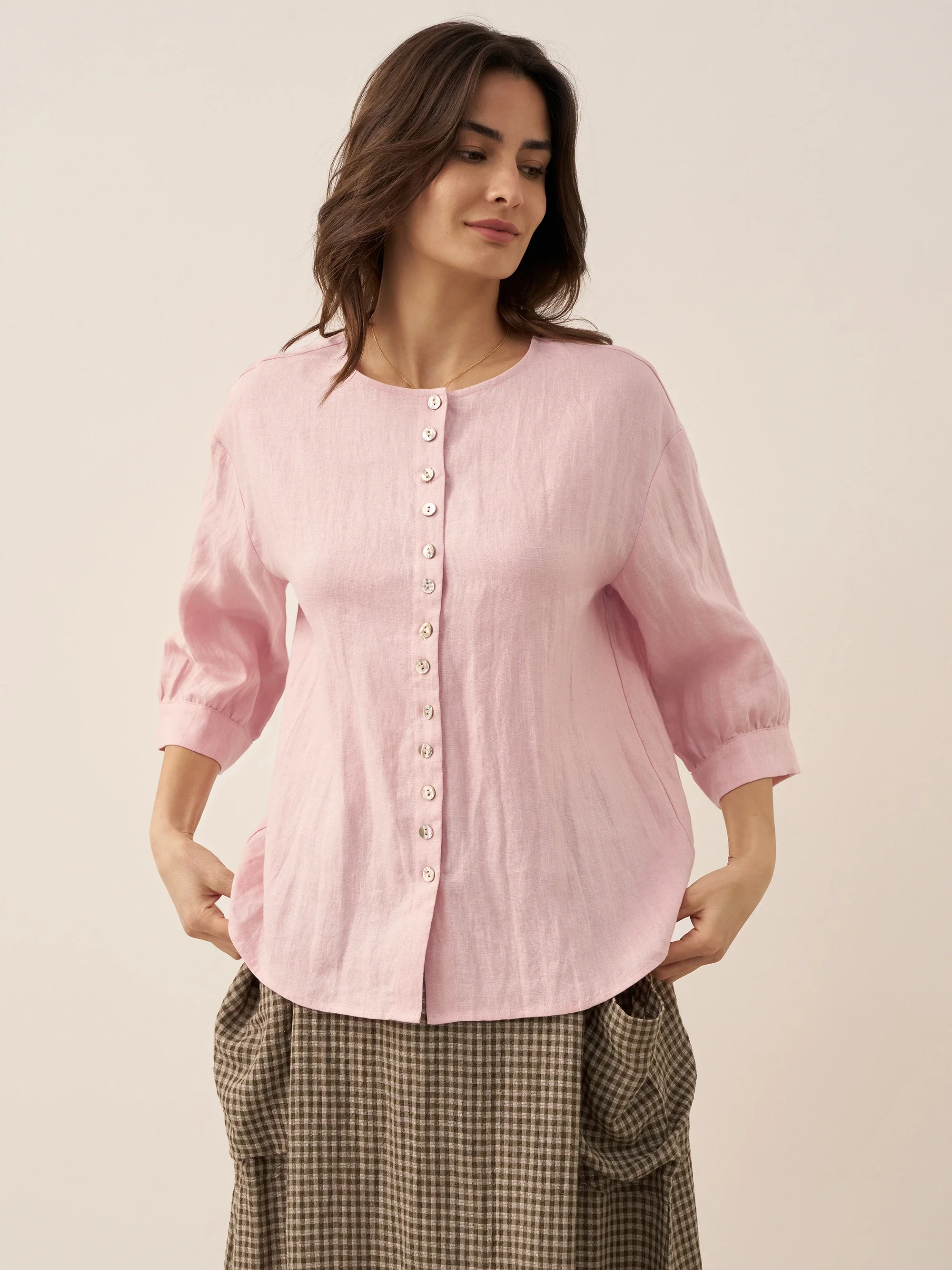 100% Linen Button-Front Drop Shoulder Shirt EASTER - Image 14
