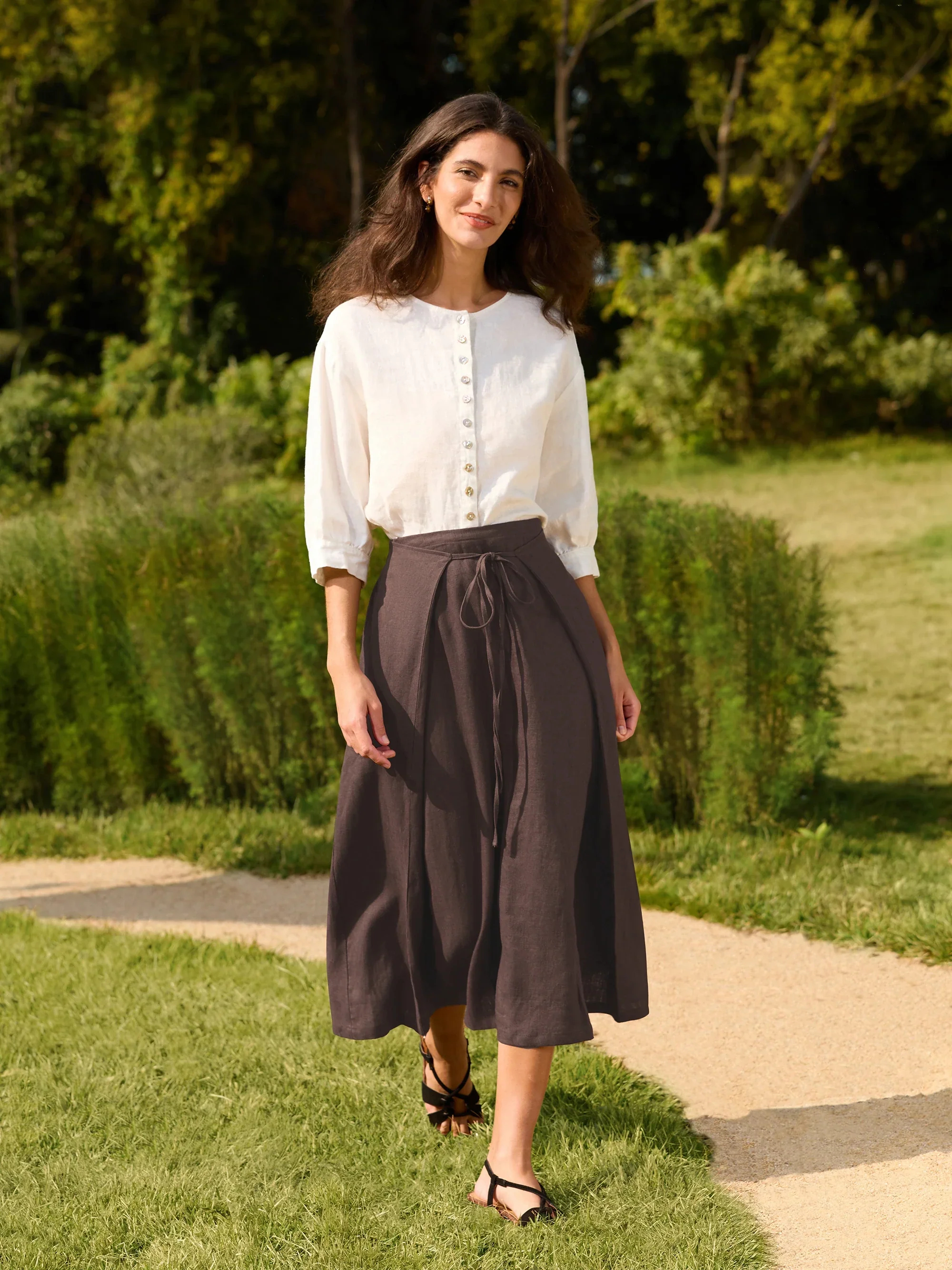 100% Linen Button-Front Drop Shoulder Shirt EASTER - Image 3