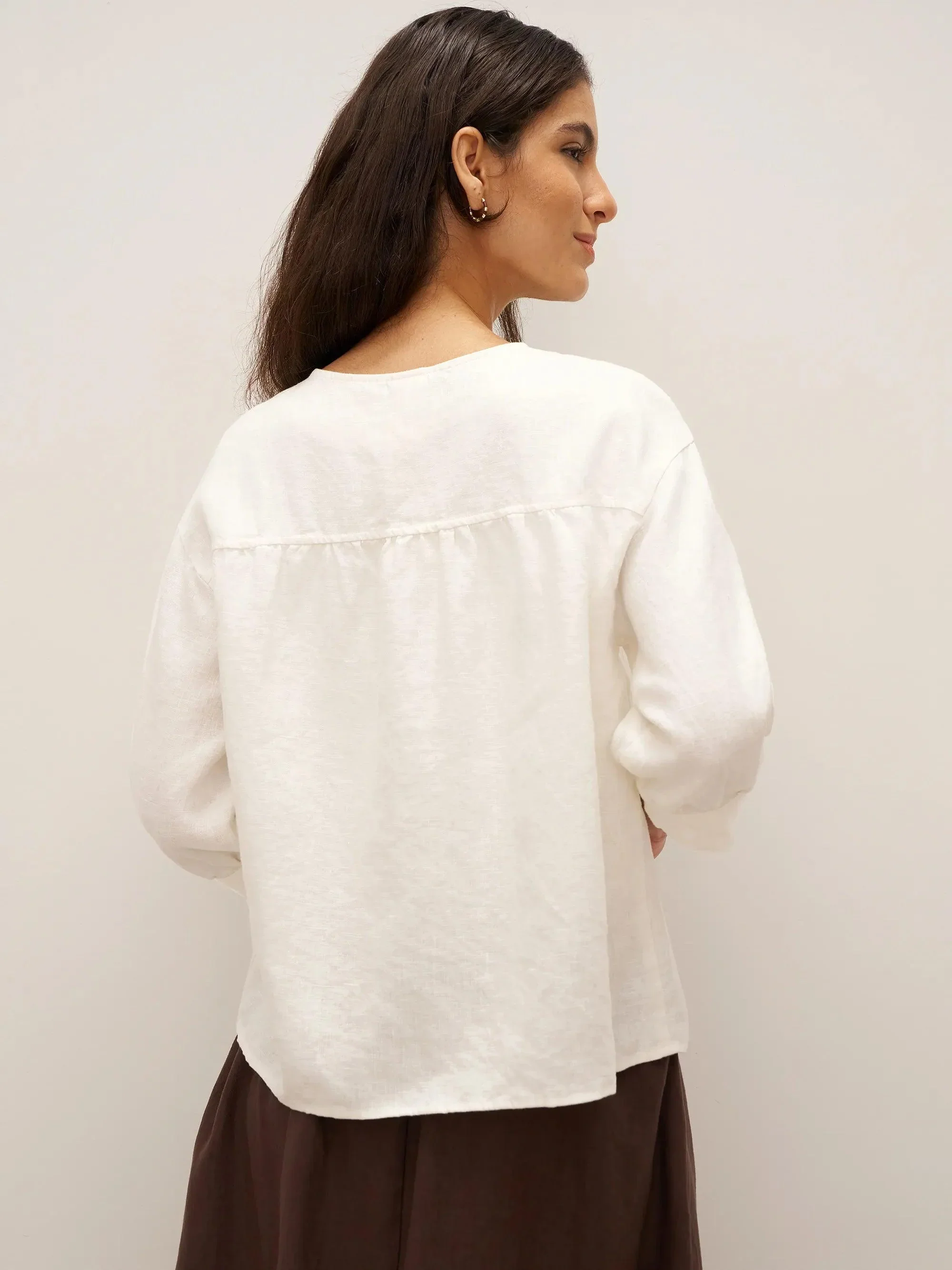 100% Linen Button-Front Drop Shoulder Shirt EASTER - Image 6