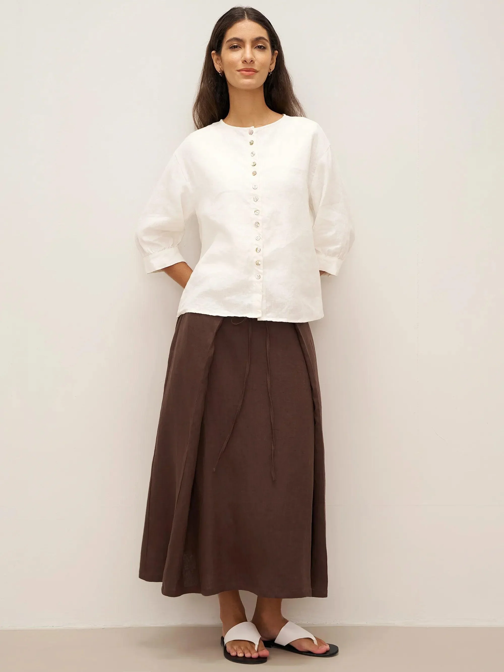 100% Linen Button-Front Drop Shoulder Shirt EASTER - Image 7