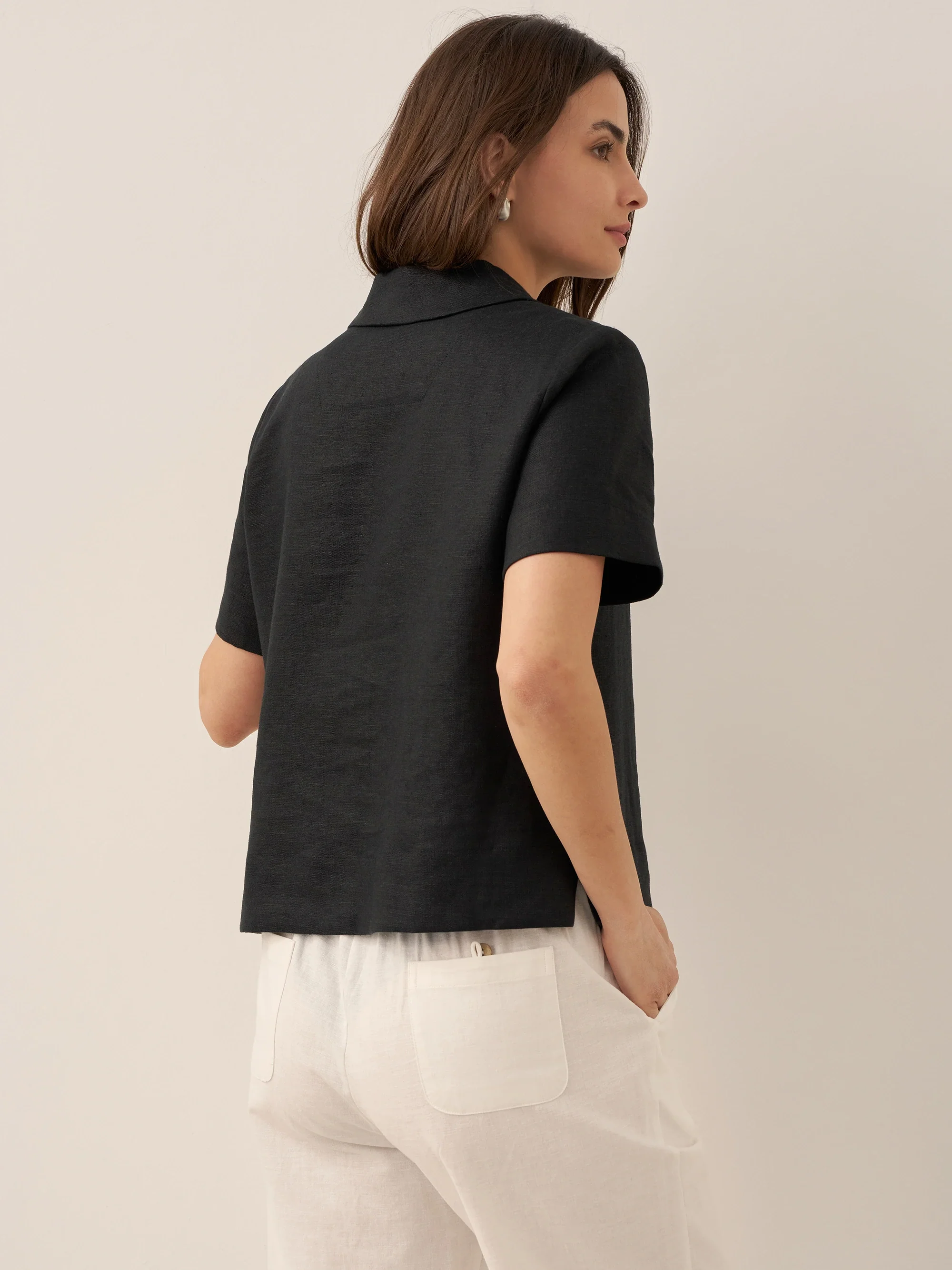 100% Linen Button-Up Short Sleeve Shirt ORENDA - Image 13