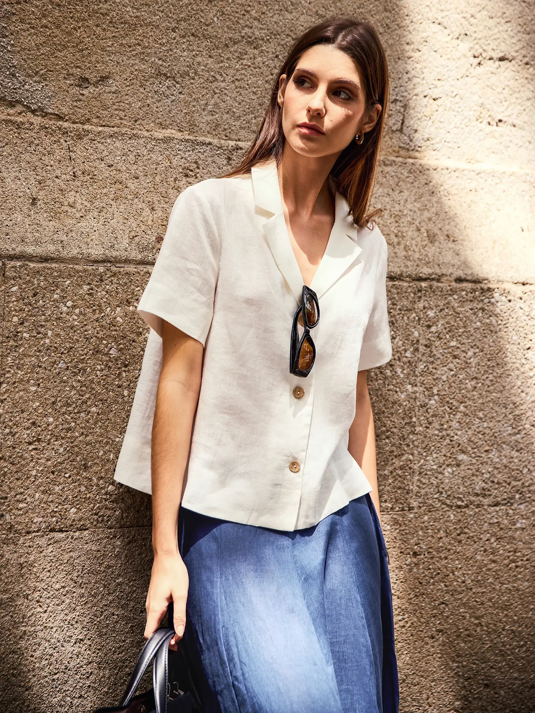 100% Linen Button-Up Short Sleeve Shirt ORENDA - Image 2