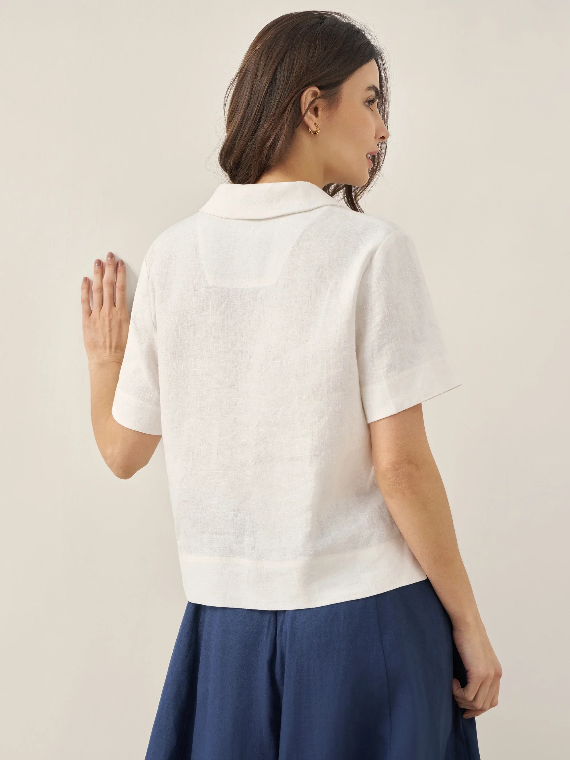 100% Linen Button-Up Short Sleeve Shirt ORENDA - Image 4
