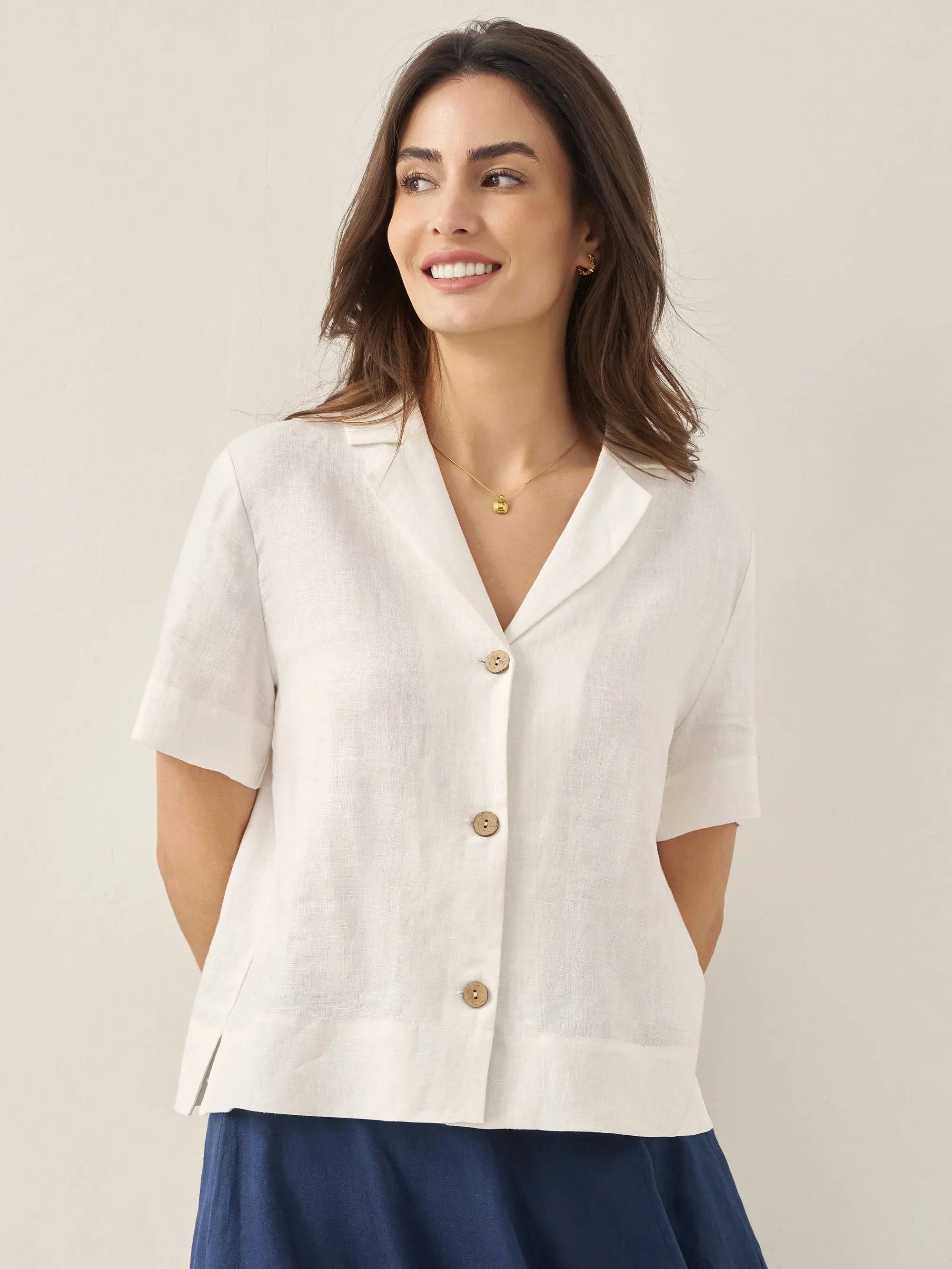 100% Linen Button-Up Short Sleeve Shirt ORENDA - Image 5