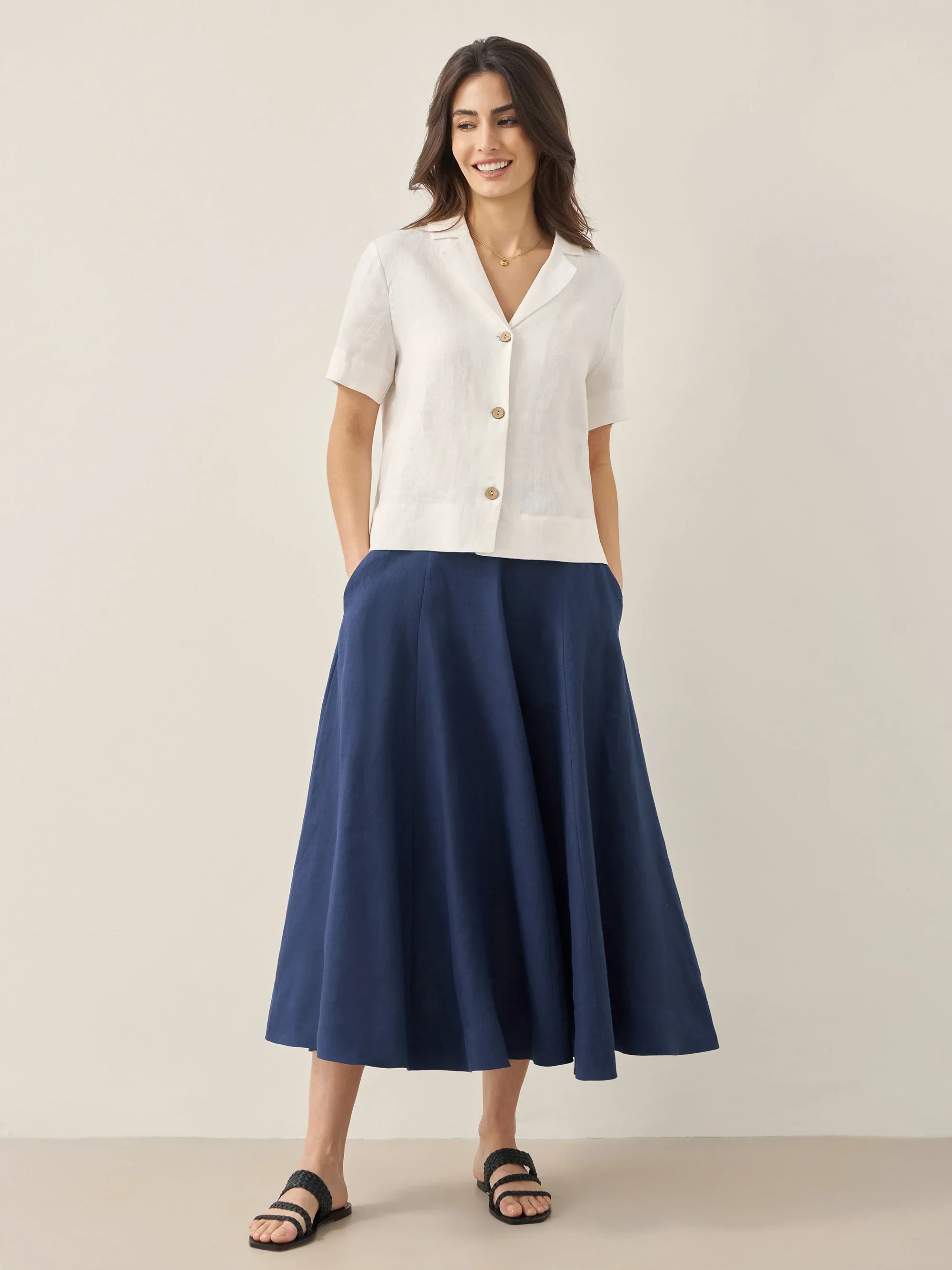 100% Linen Button-Up Short Sleeve Shirt ORENDA - Image 6