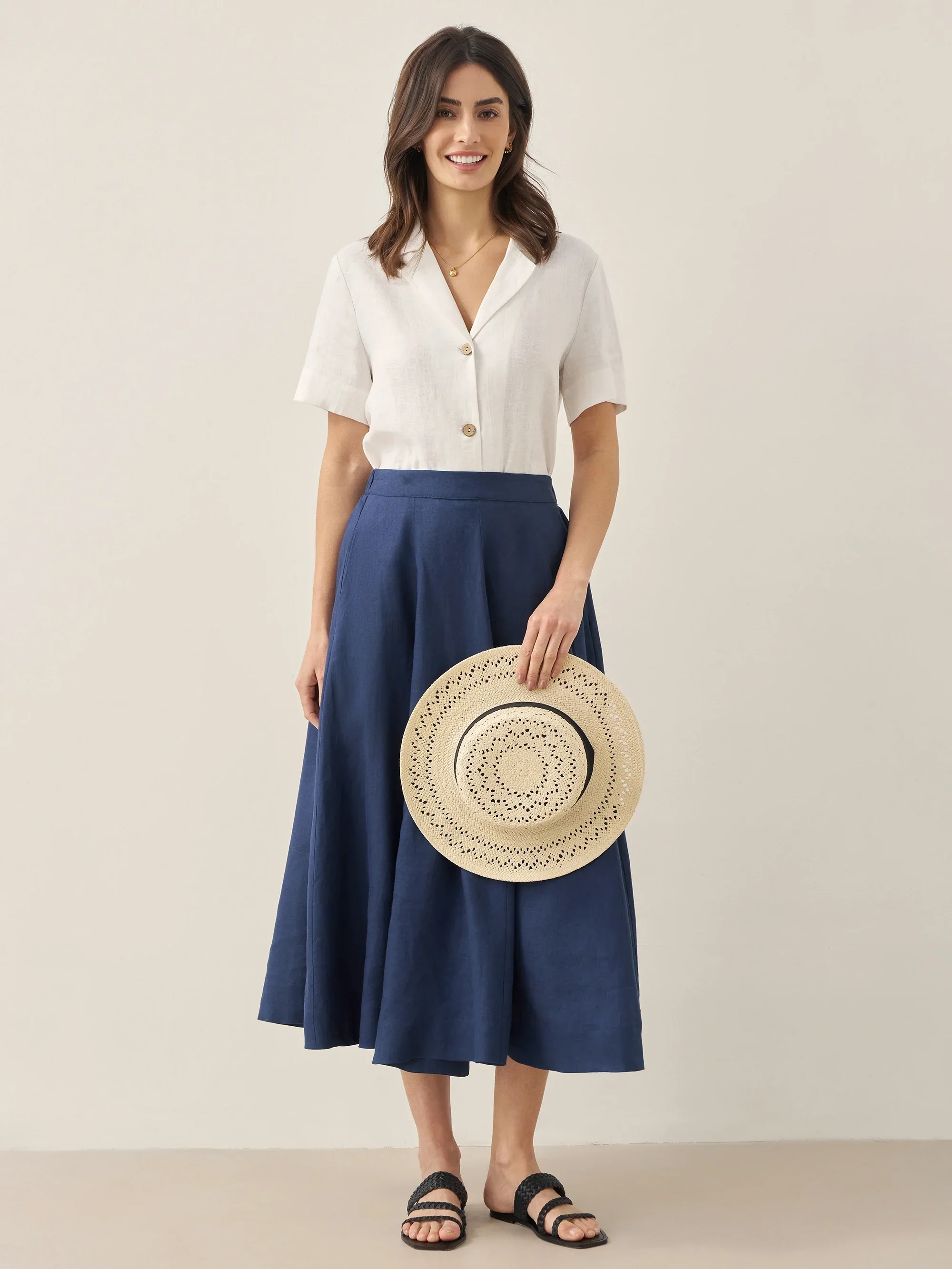 100% Linen Button-Up Short Sleeve Shirt ORENDA - Image 7