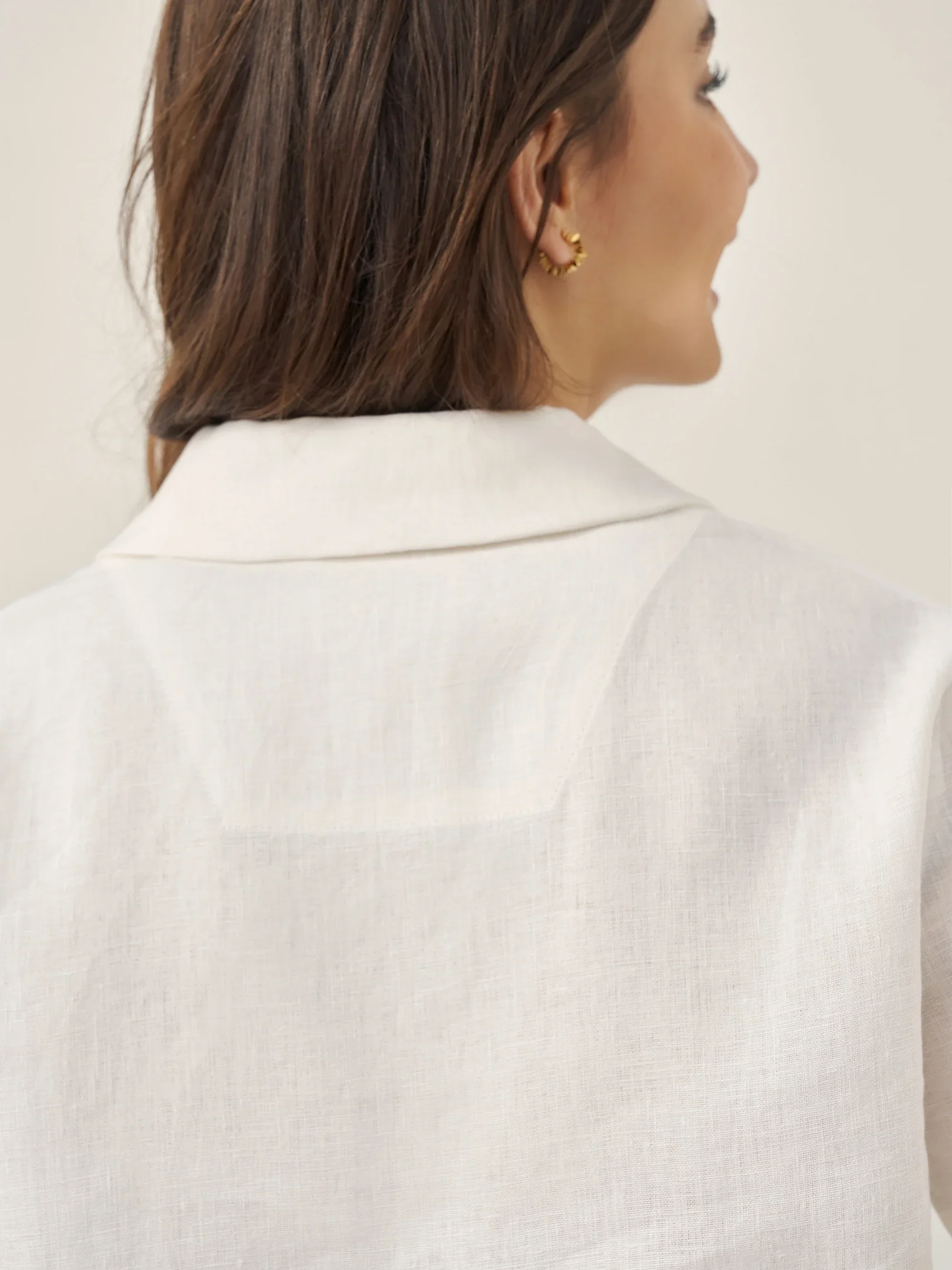 100% Linen Button-Up Short Sleeve Shirt ORENDA - Image 9