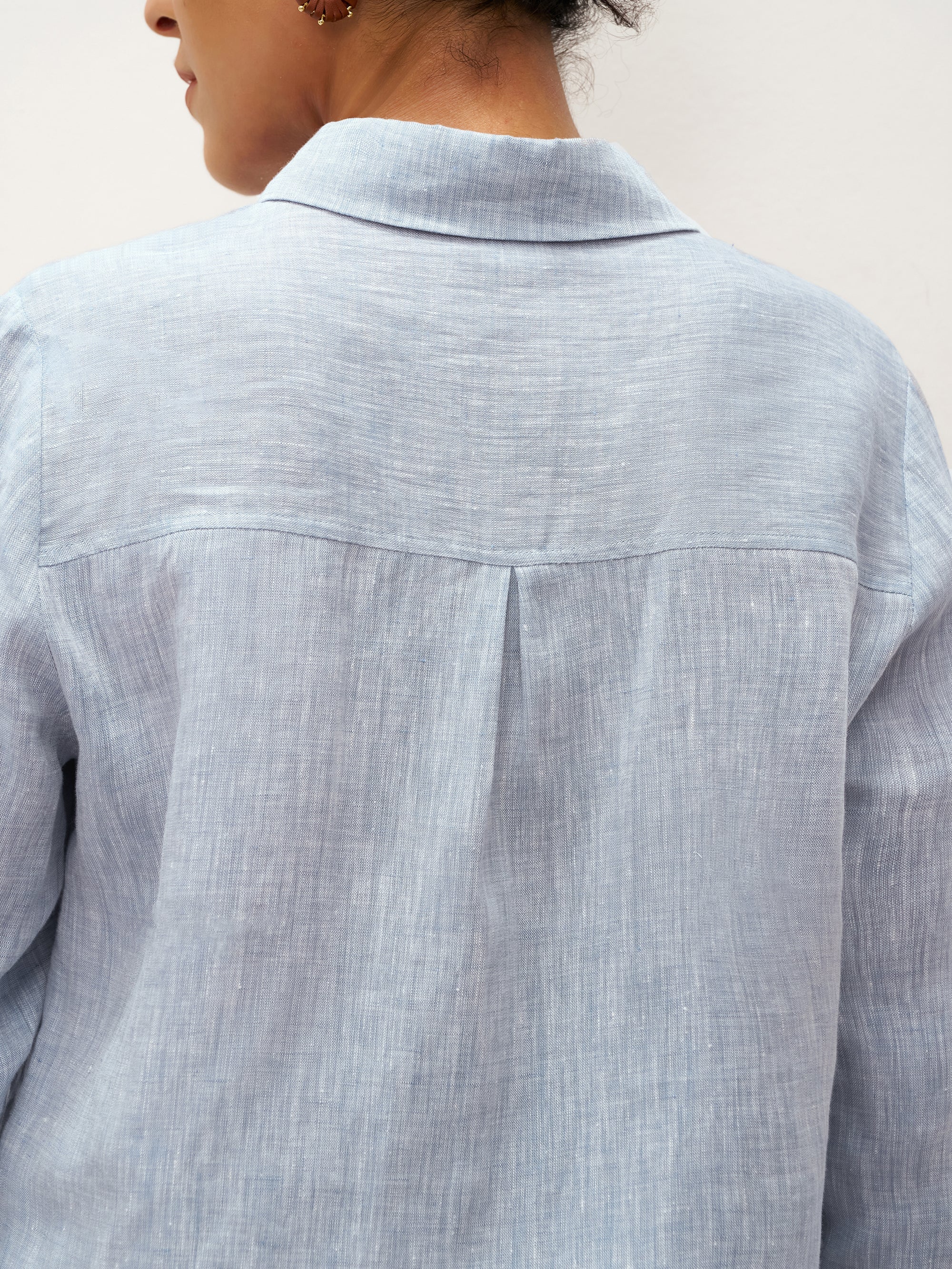 100% Linen Buttoned Closure Color-Blocked Shirt JANICE - Image 12