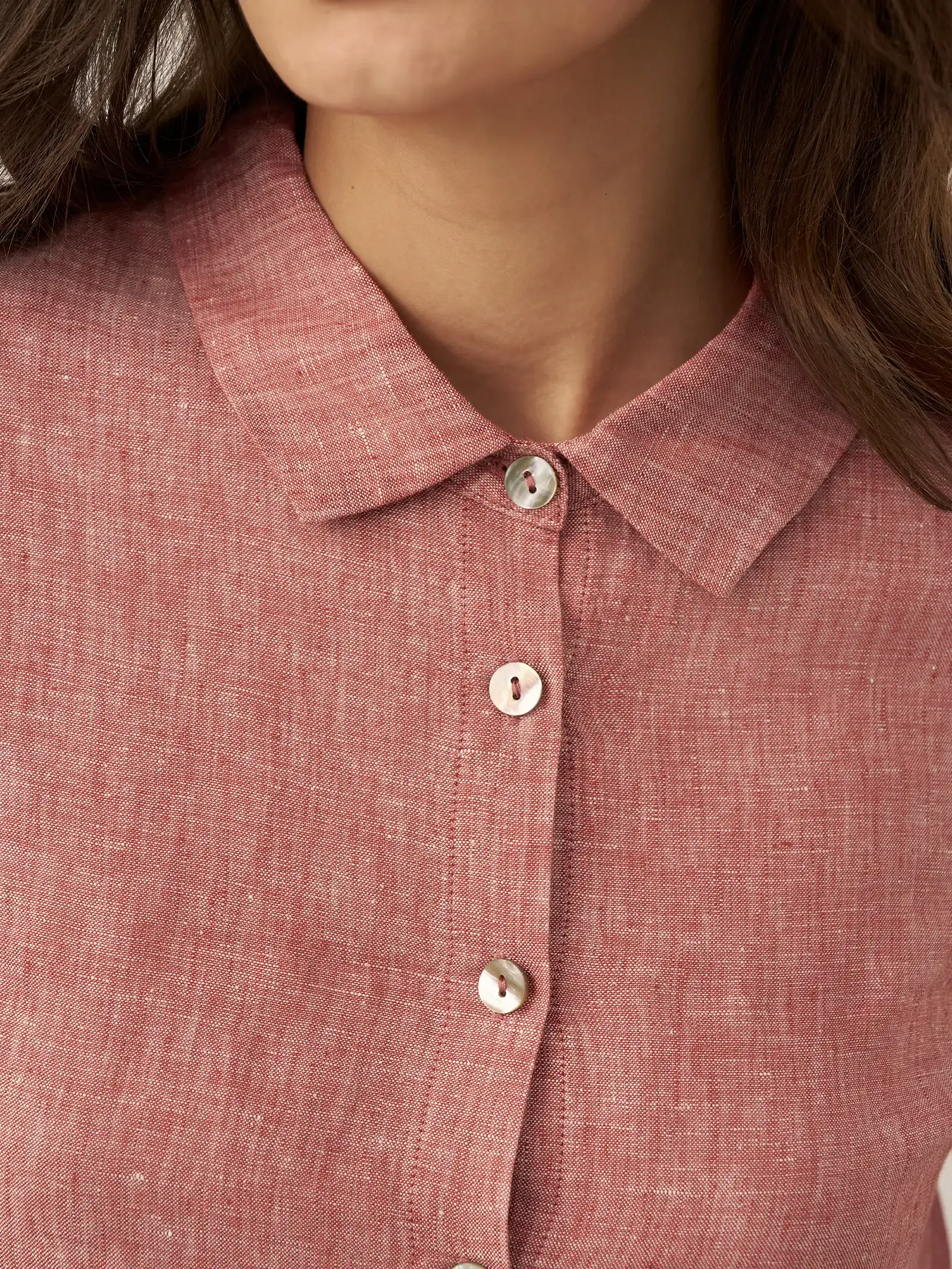 100% Linen Buttoned Closure Color-Blocked Shirt JANICE - Image 17