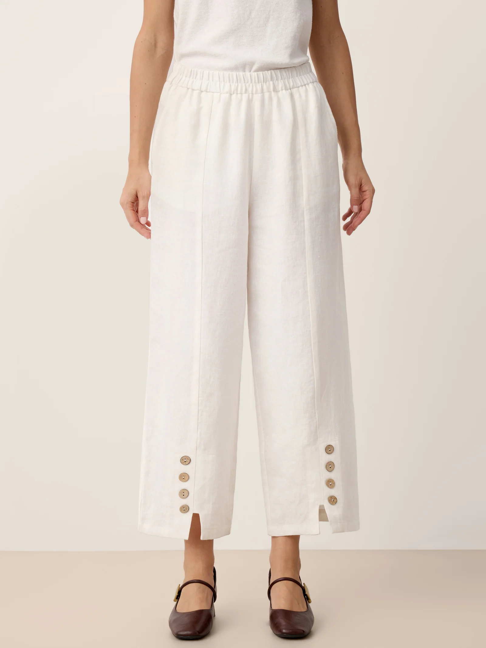 100% Linen Buttoned Split-Hem Pants ALINA - Image 9